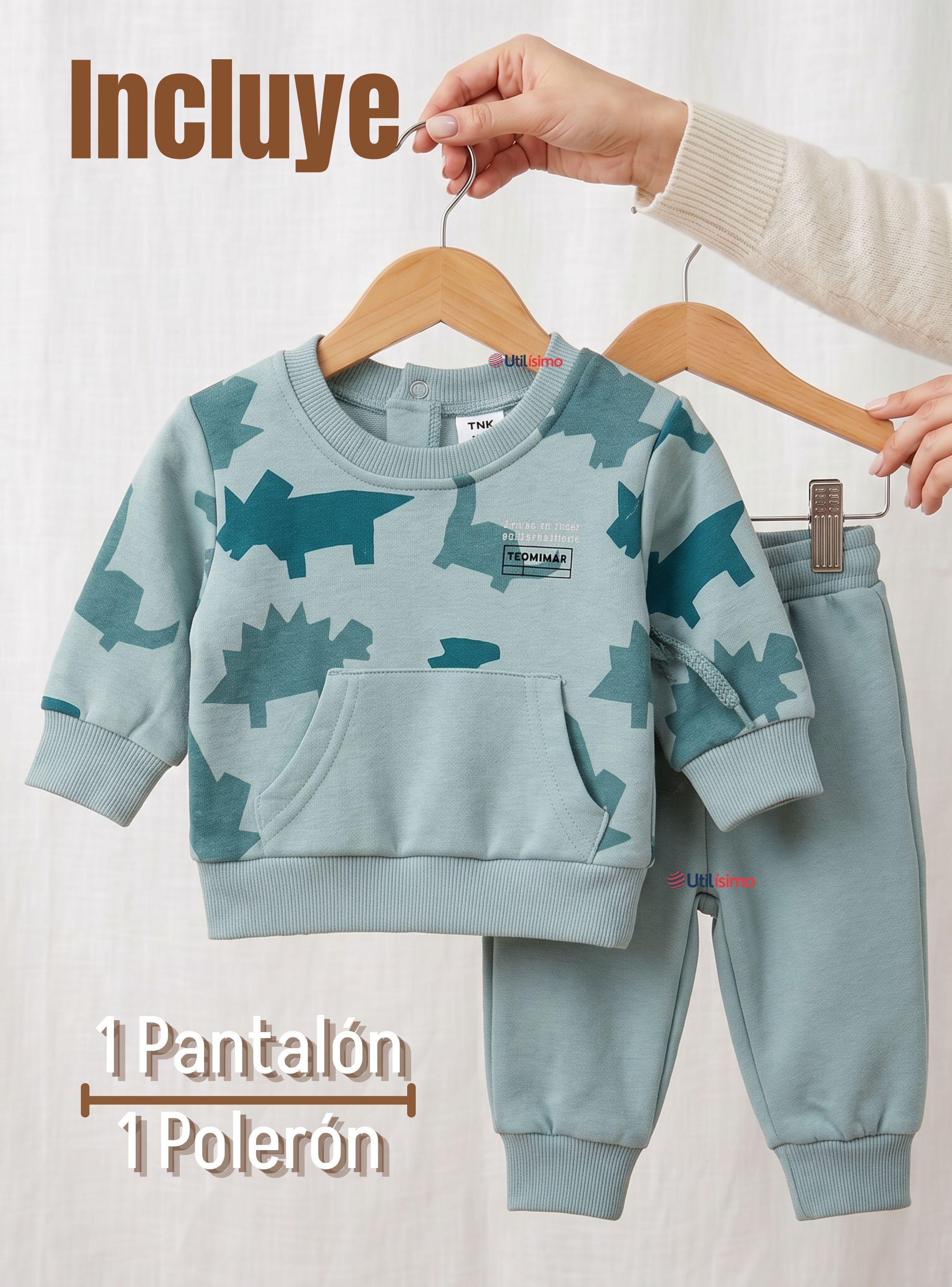Conjunto Buzo Polerón 2 Piezas Bebé Niños Blue Dinosaur-2