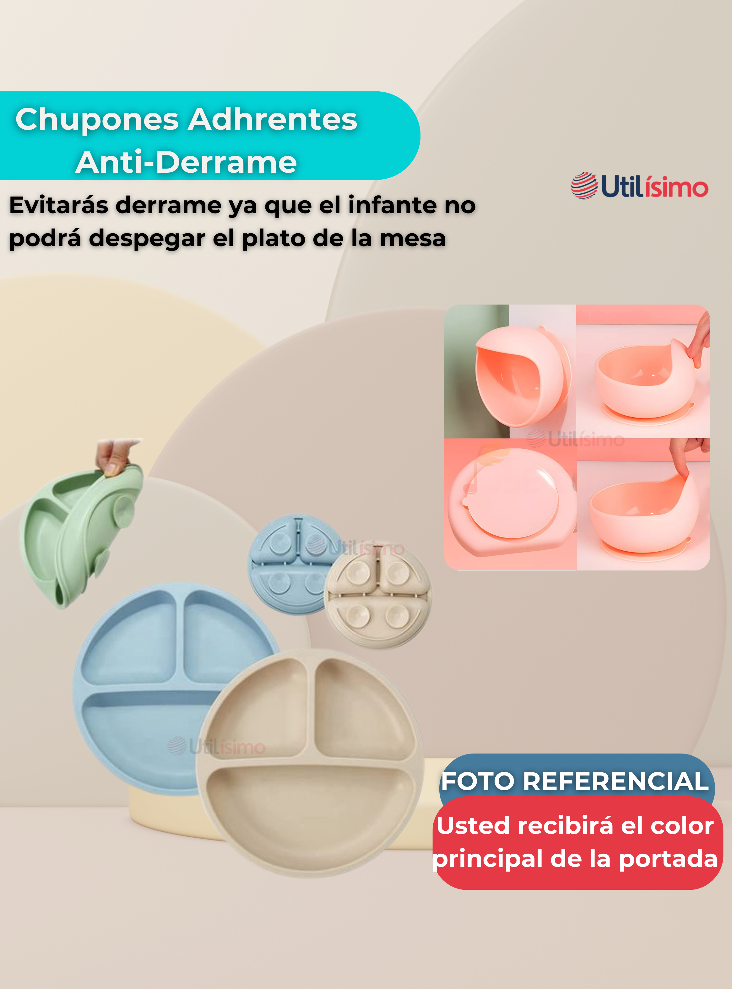 Set De Alimentación Bebé Silicona Con Vaso 5 Piezas Libre BPA Turquesa-7