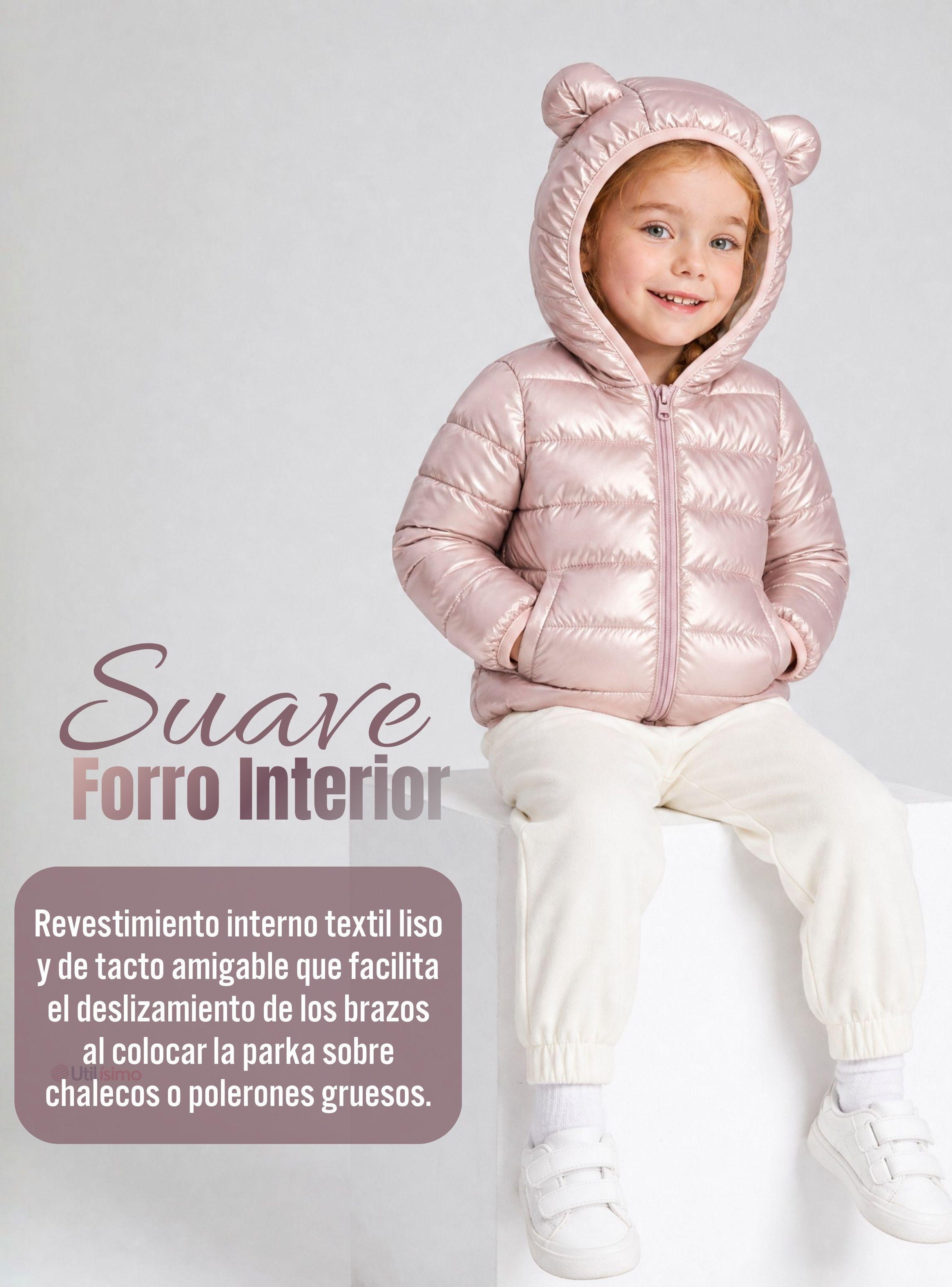 Parka Térmica Acolchada Bebé Niña Rosada Con Orejitas Beautiful Pink-5