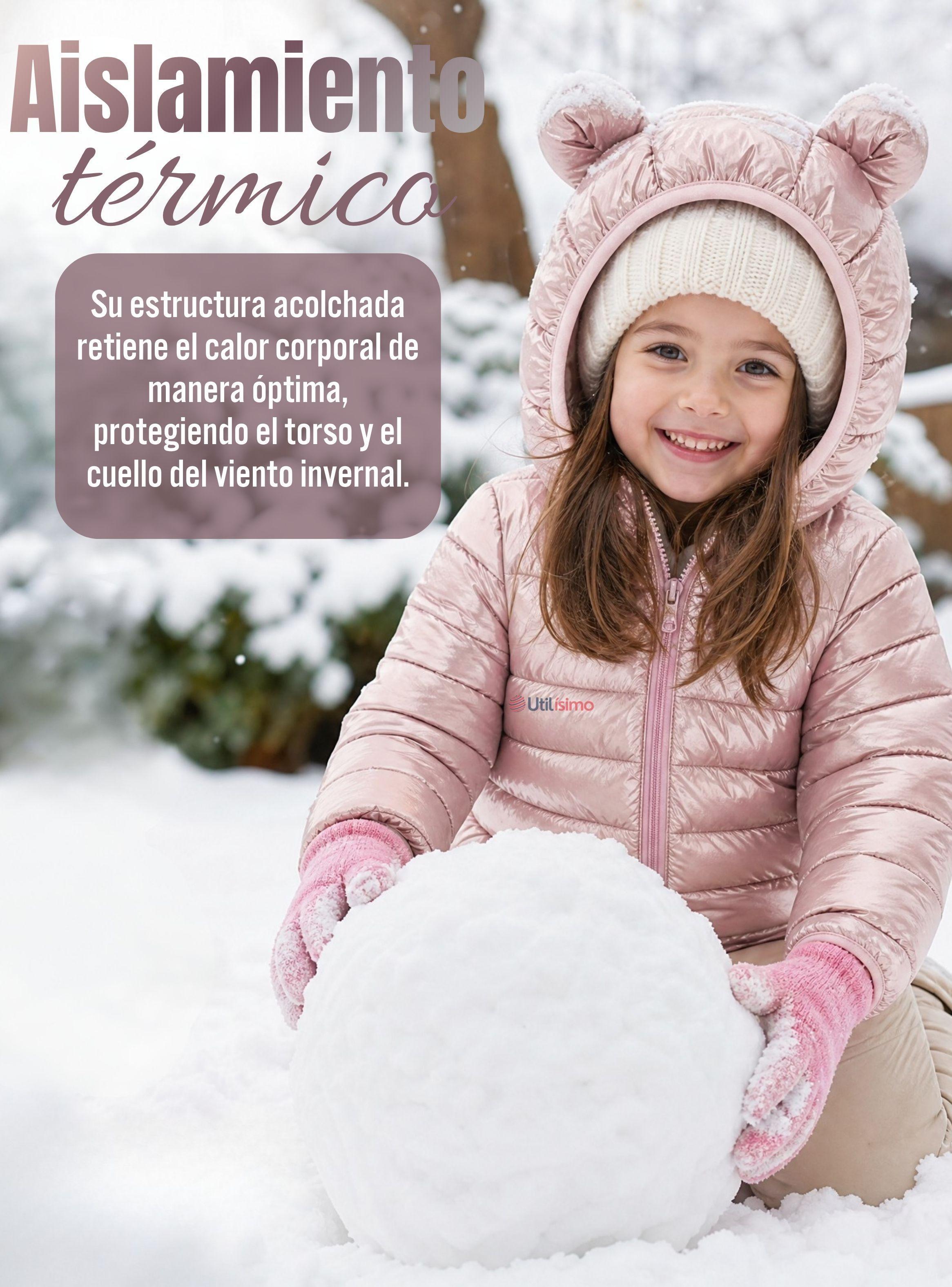 Parka Térmica Acolchada Bebé Niña Rosada Con Orejitas Beautiful Pink-6