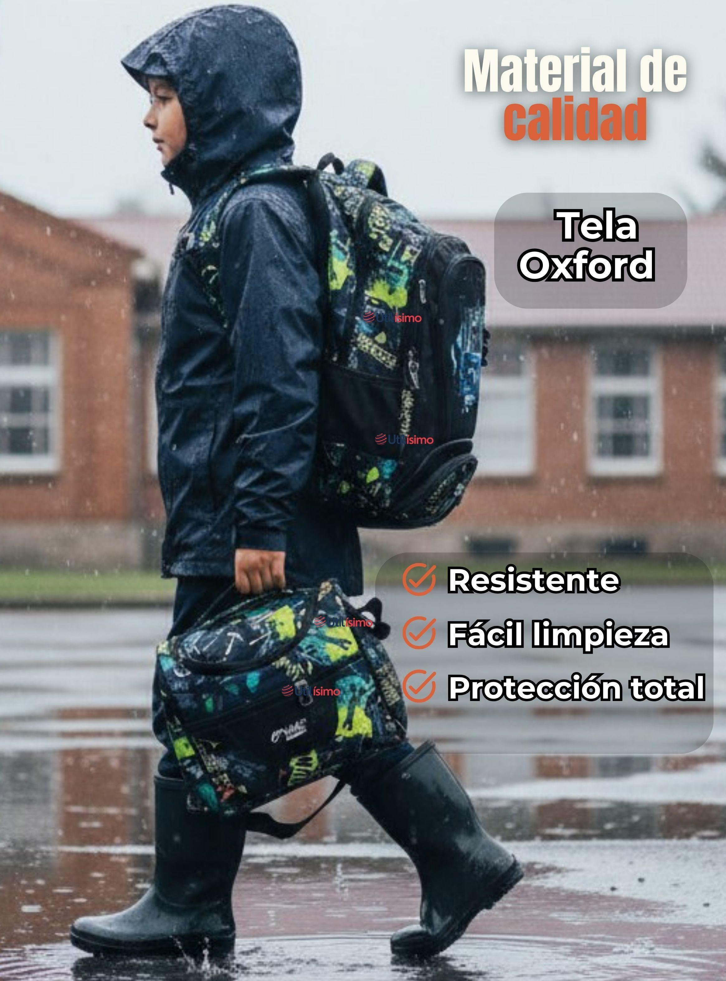 Mochila Escolar Kit Con Estuche y Lonchera 45cm Tela Oxford Rock Star Niño-7