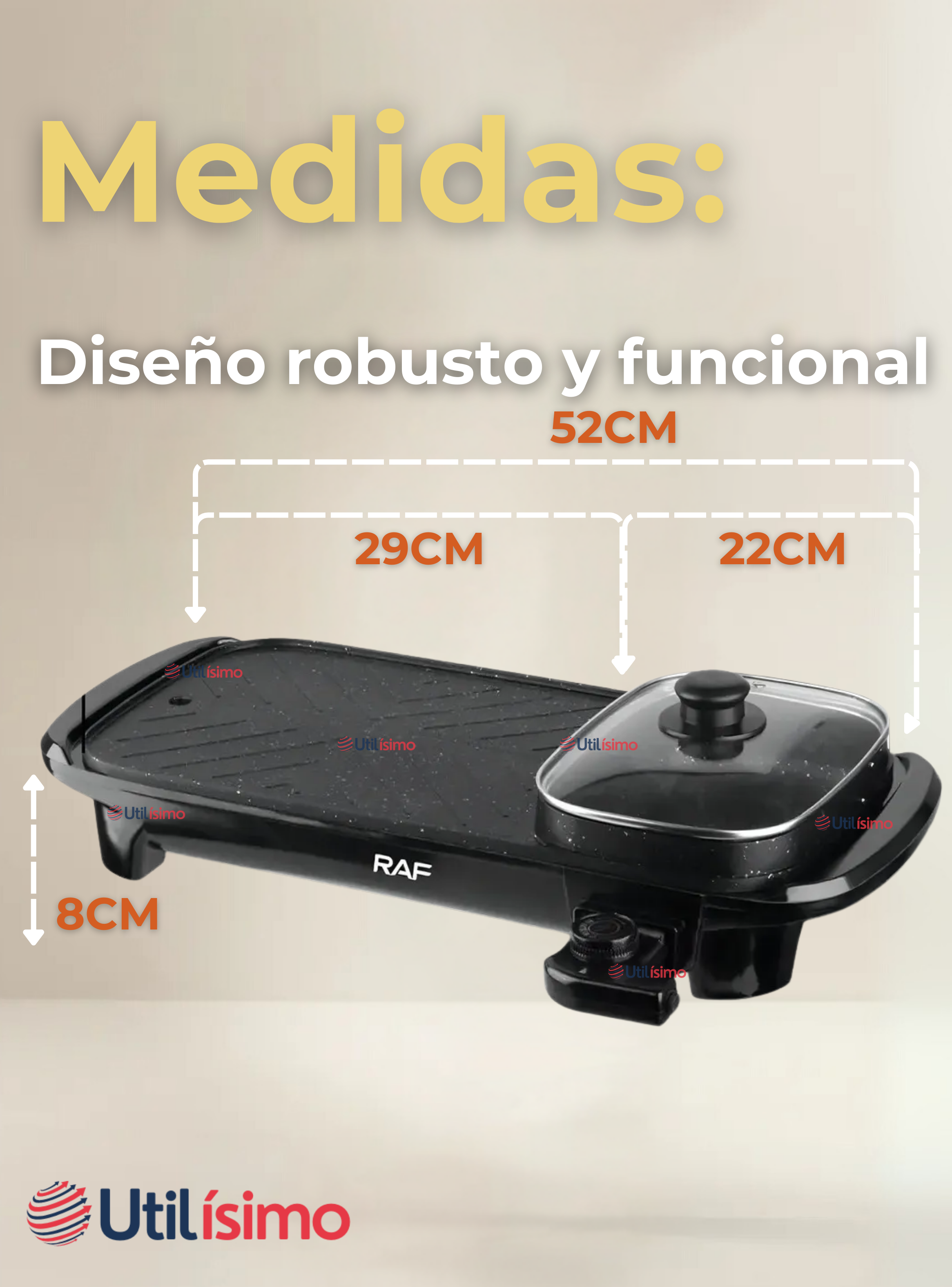 Plancha Parrillera Asador Eléctrico 2 en 1 Churrasquera Hogar-2