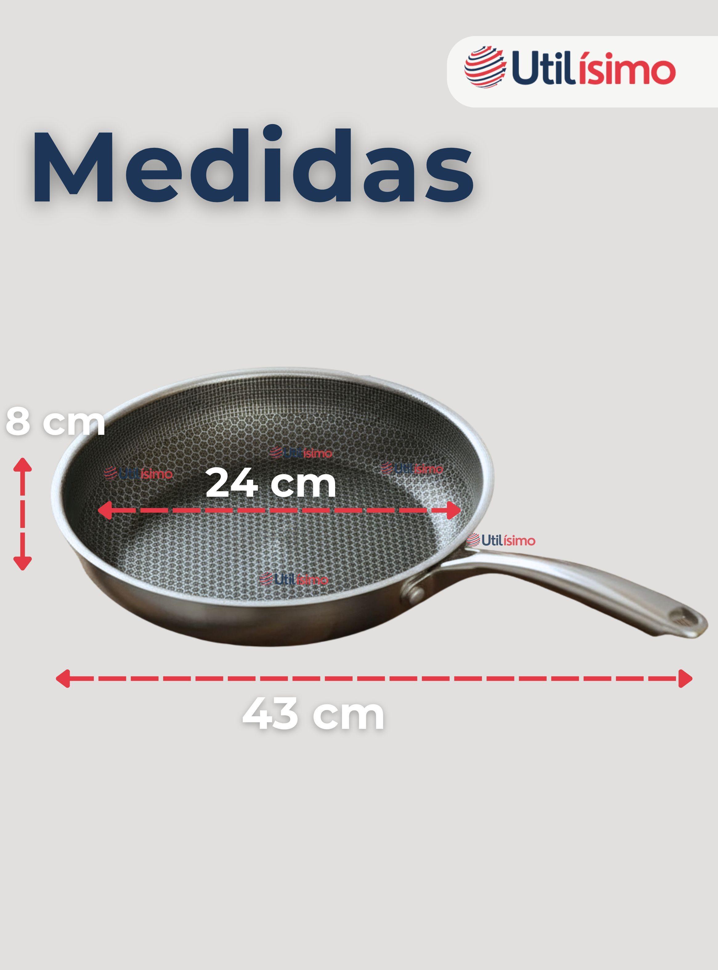 Sartén de Acero Inoxidable Antiadherente 24cm Para Cocinar Freír y Saltear-2