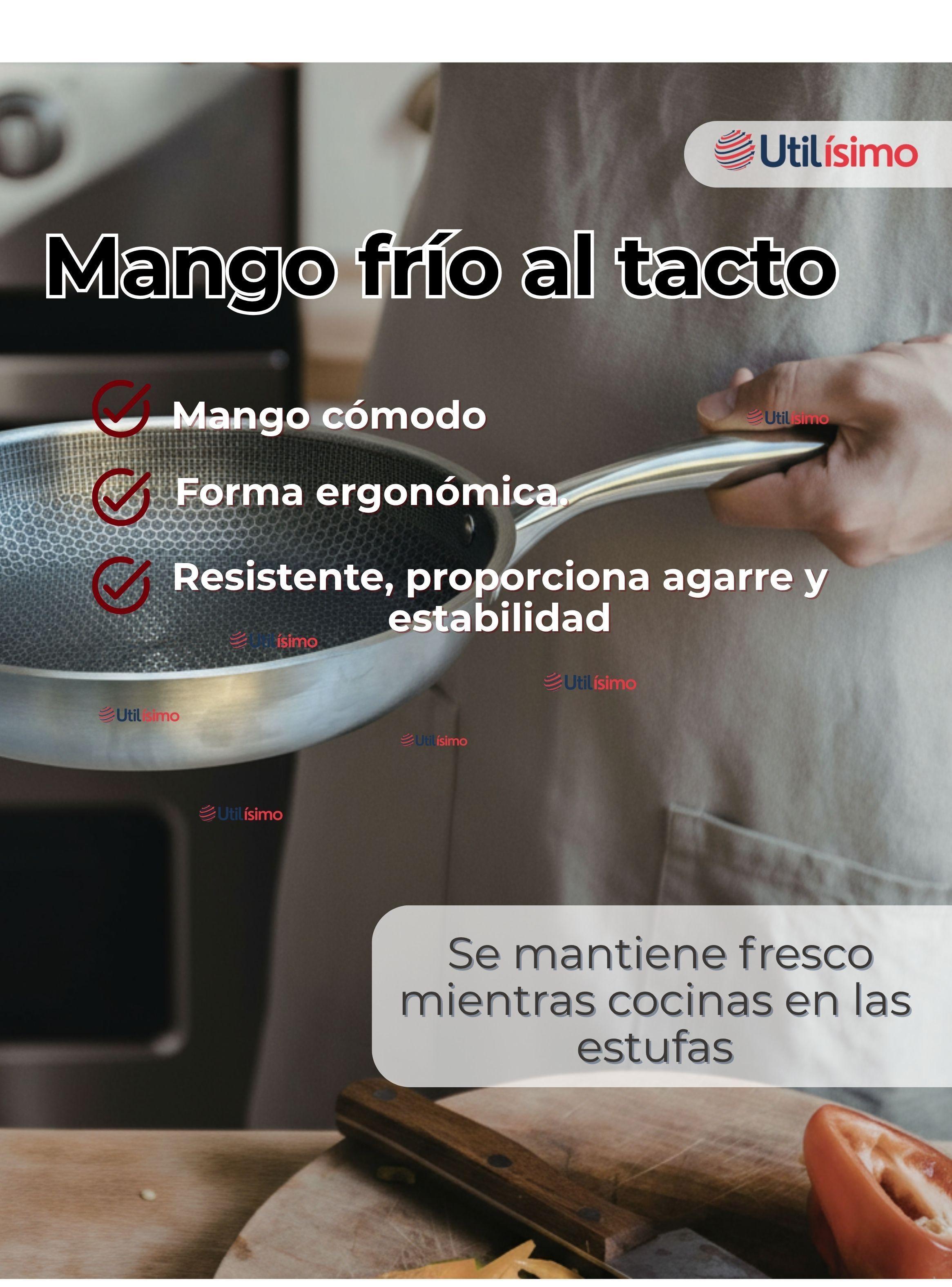 Sartén de Acero Inoxidable Antiadherente 24cm Para Cocinar Freír y Saltear-3