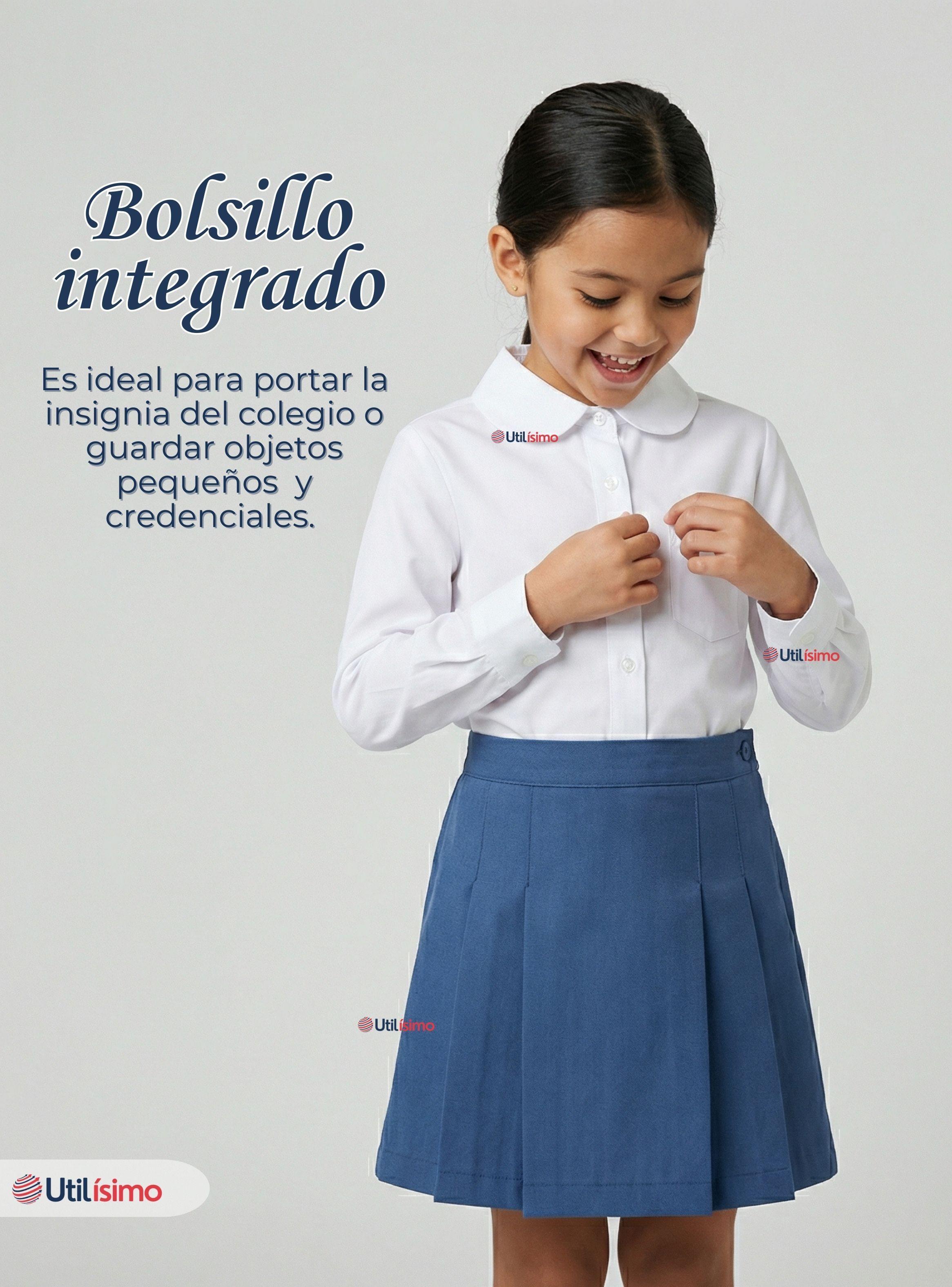 Pack 3 Blusa Escolar Camisa Blanca Manga Larga Colegio Para Niñas-4