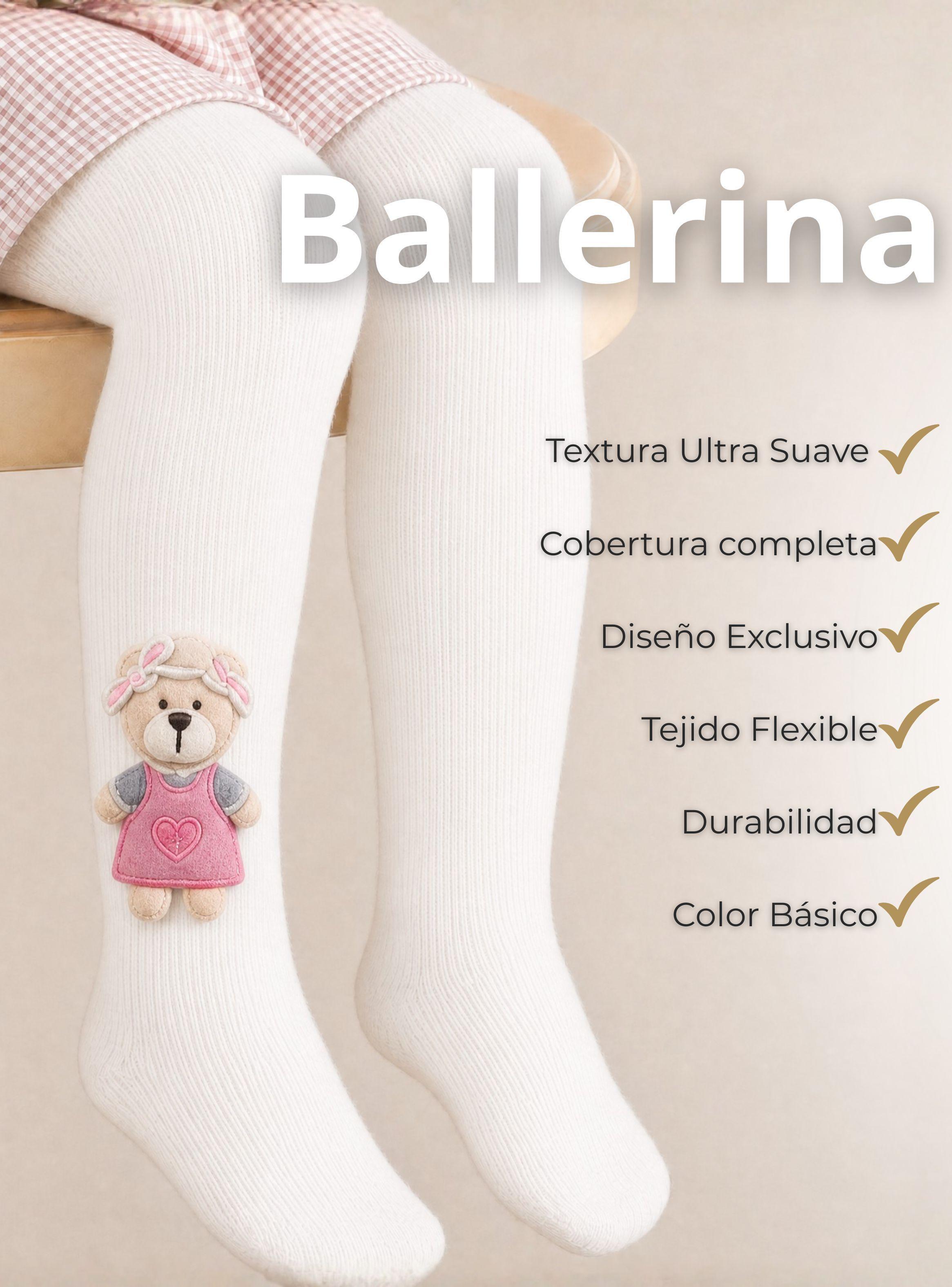 Panty 3D Osito Blanco Tejida Niña Ballerina 78% de Algodón Premium-4