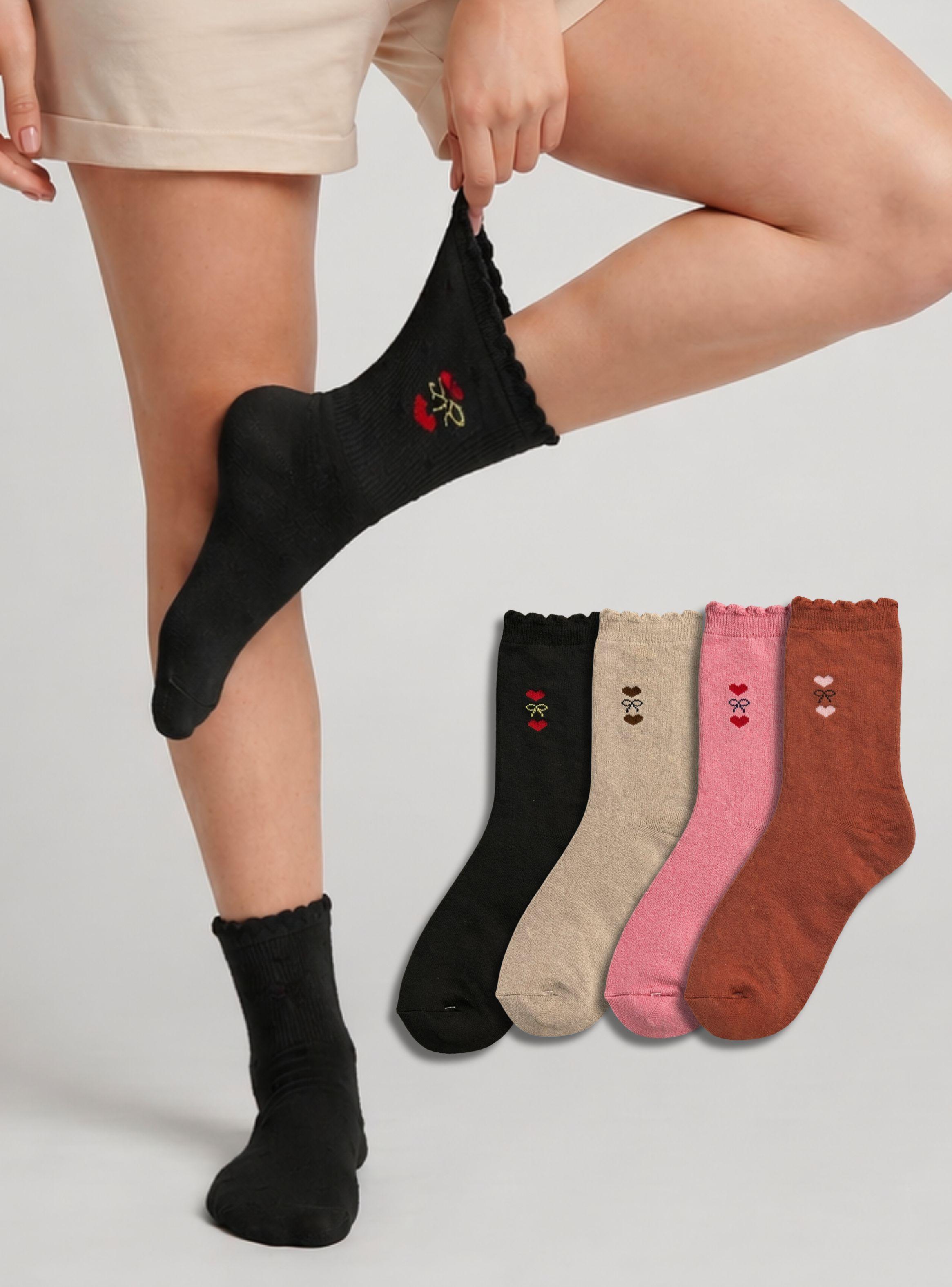 Pack 6 Calcetínes Mujer Algodón con Toalla Color Surtidos Invierno-1
