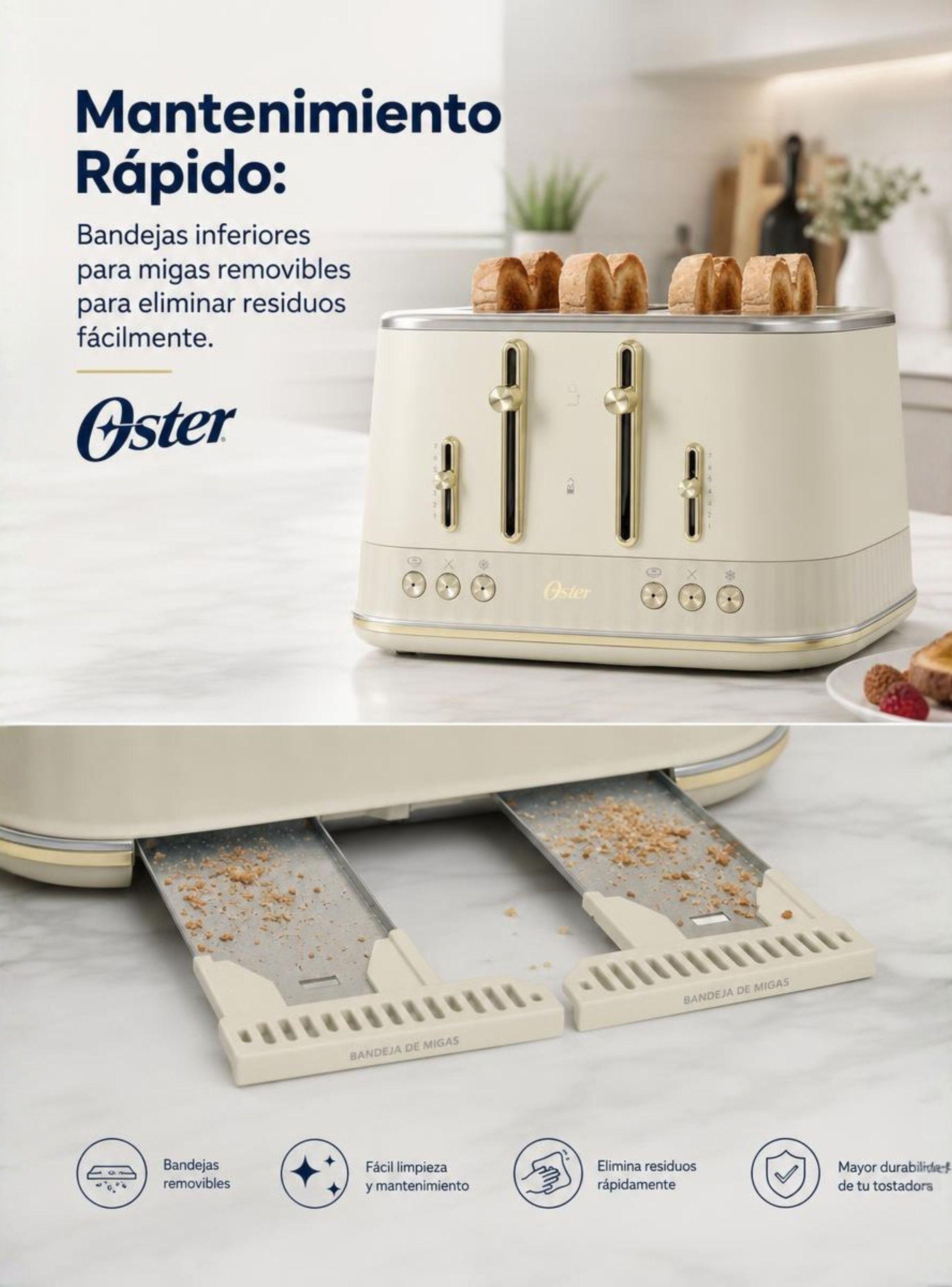 Tostadora premium Oster® para 4 rebanadas TSSTMNOM4S-052-5