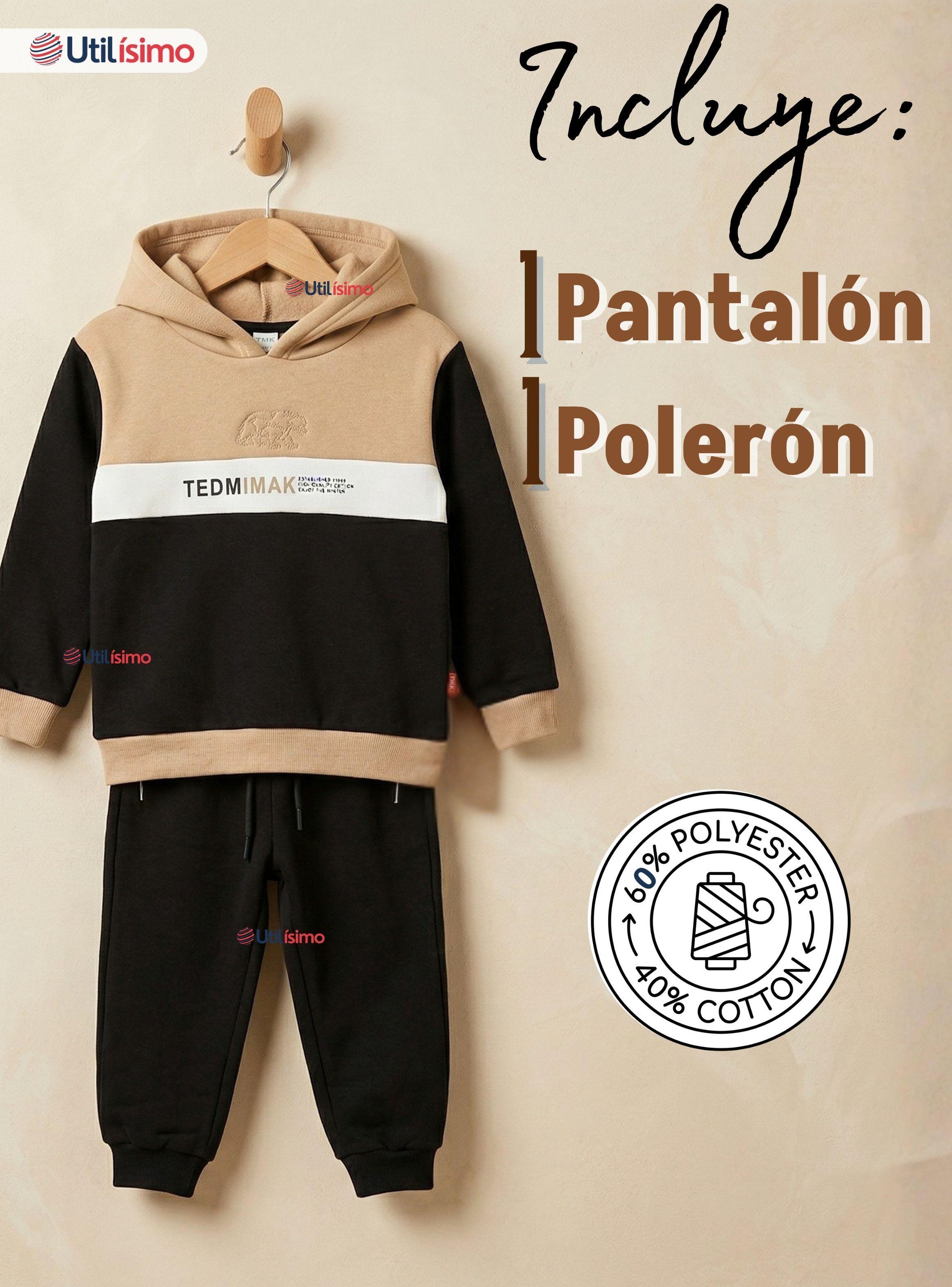 Conjunto 2 Piezas Buzo Pantalón Y Polerón Con Capucha Negro Niños-2