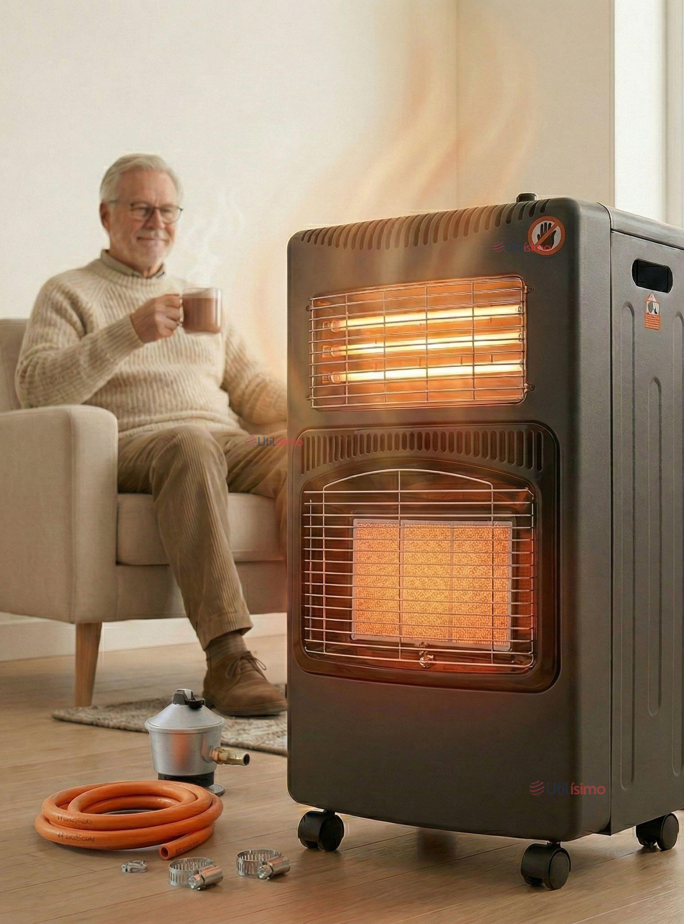 Estufa Hibrida Gas Eléctrica Plegable + Accesorios 5kg A 15kg GLP - Eficiencia Energética Clase A-0