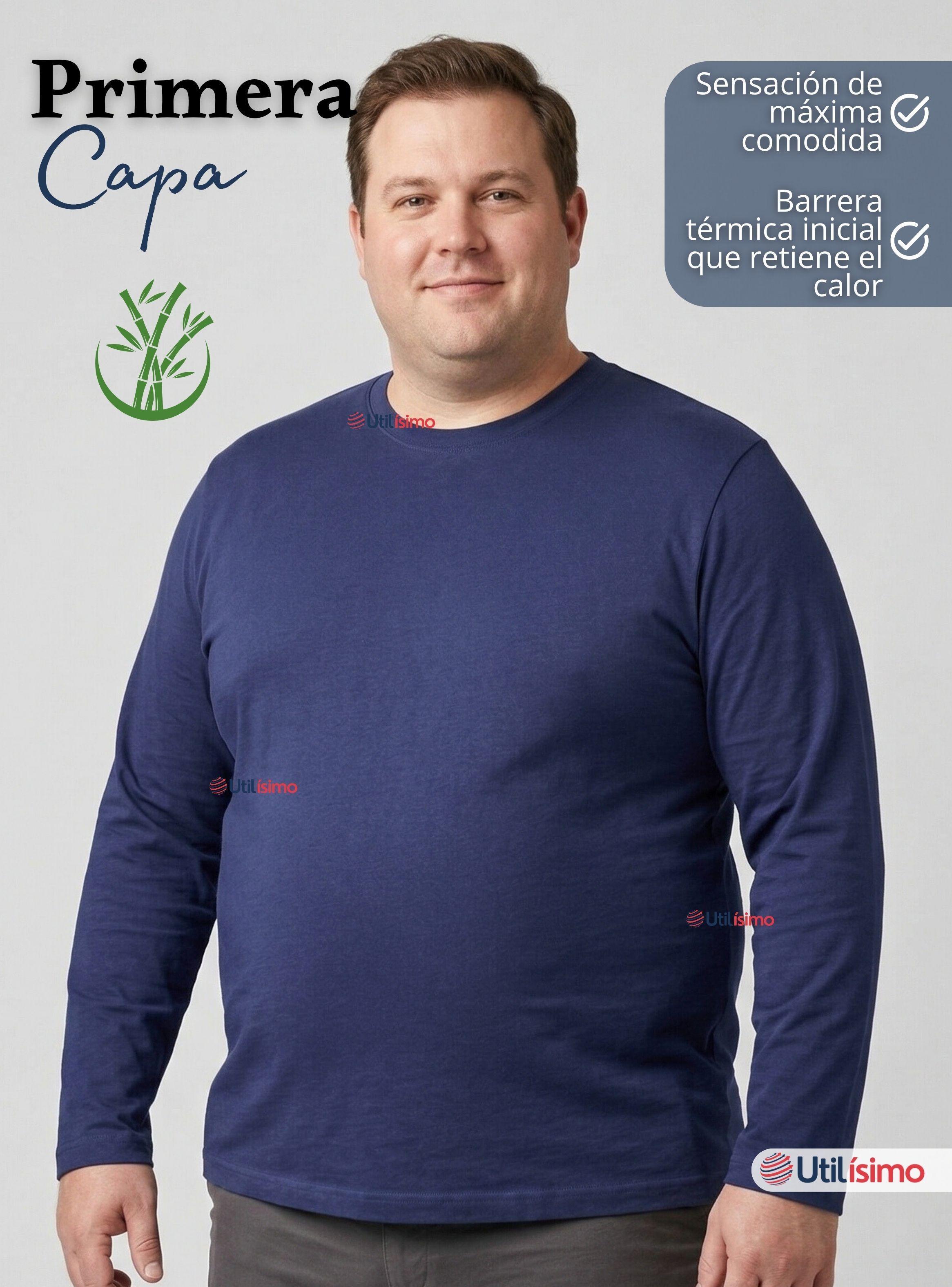 Pack 6 Camisetas Poleras Bambú Primera Capa Cuello Redondo Manga Larga Colores Surtidos Hombre-3