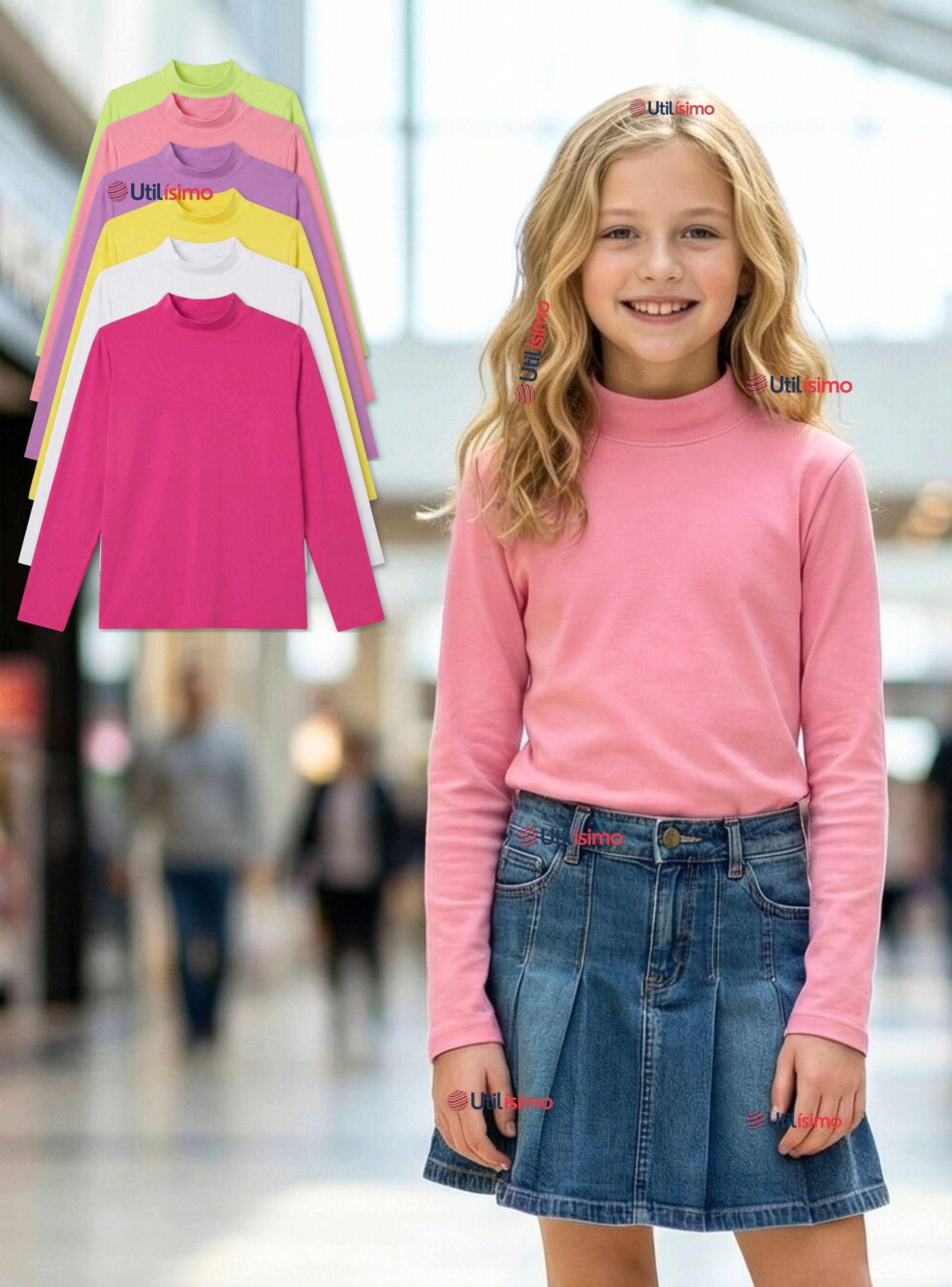 Polera Camiseta Polar Primera Capa Cuello Beatle Manga Larga Colores Surtido Niña-0