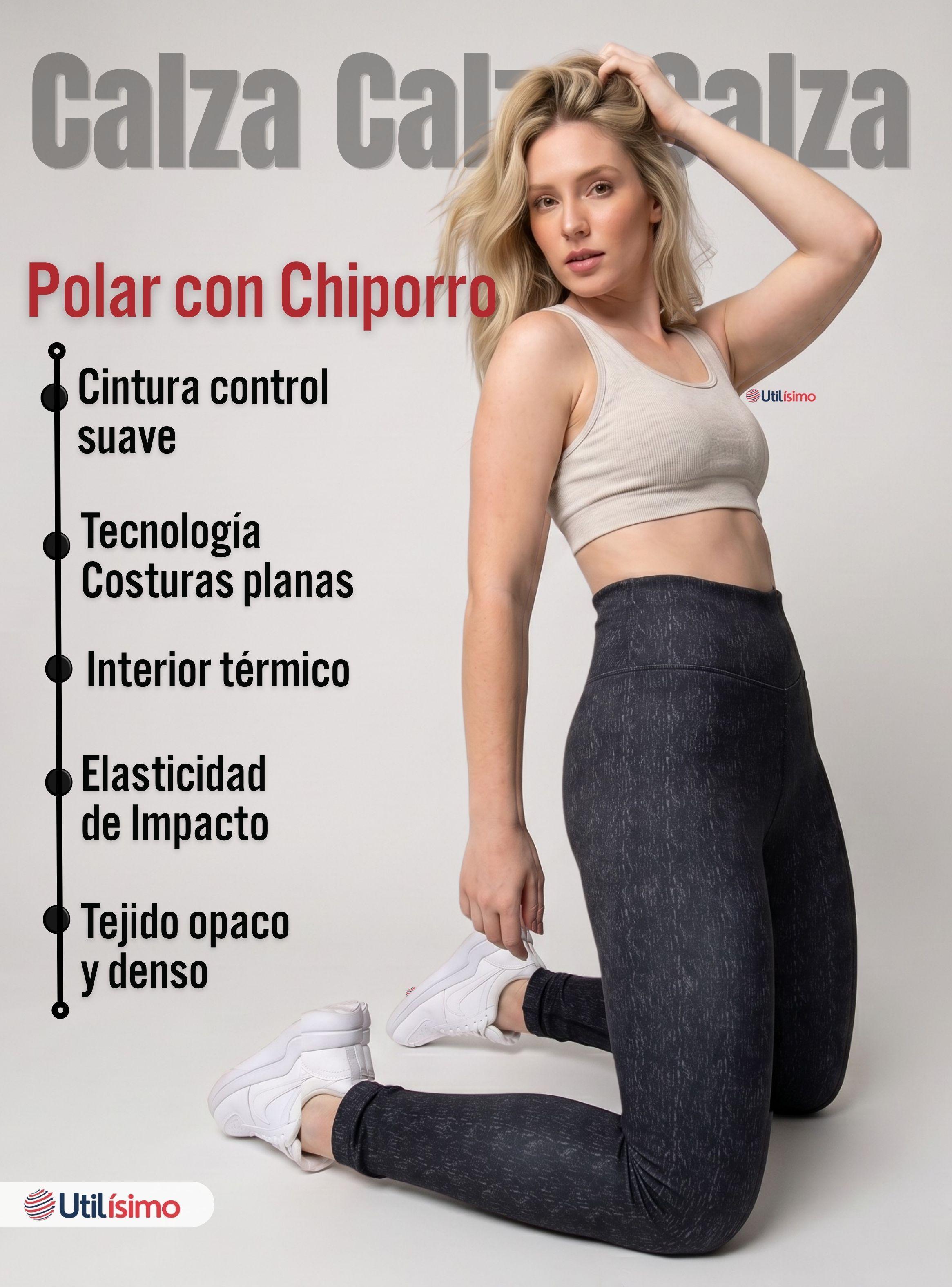 Calza Polar Con Chiporro Térmica Mujer Elásticada de Color Negro Jeans-4