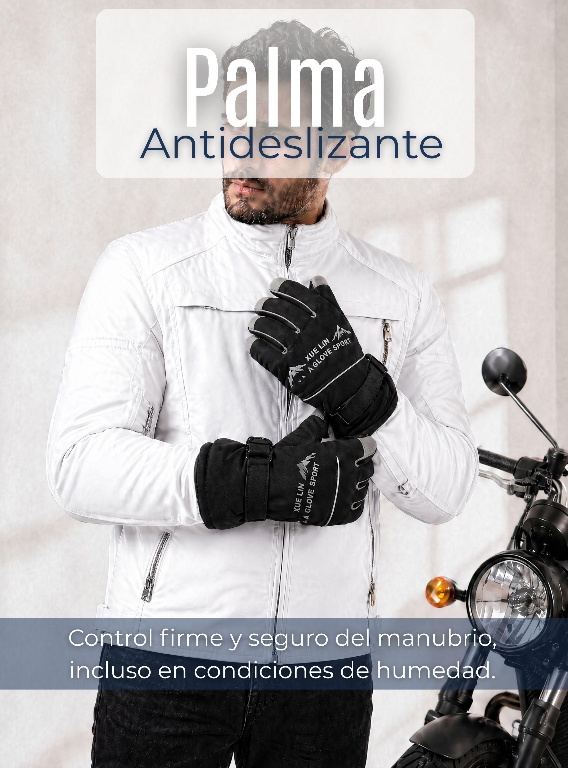 Guantes Para Moto Impermeables Touchscreen Antideslizantes Térmicos Color Negro -6