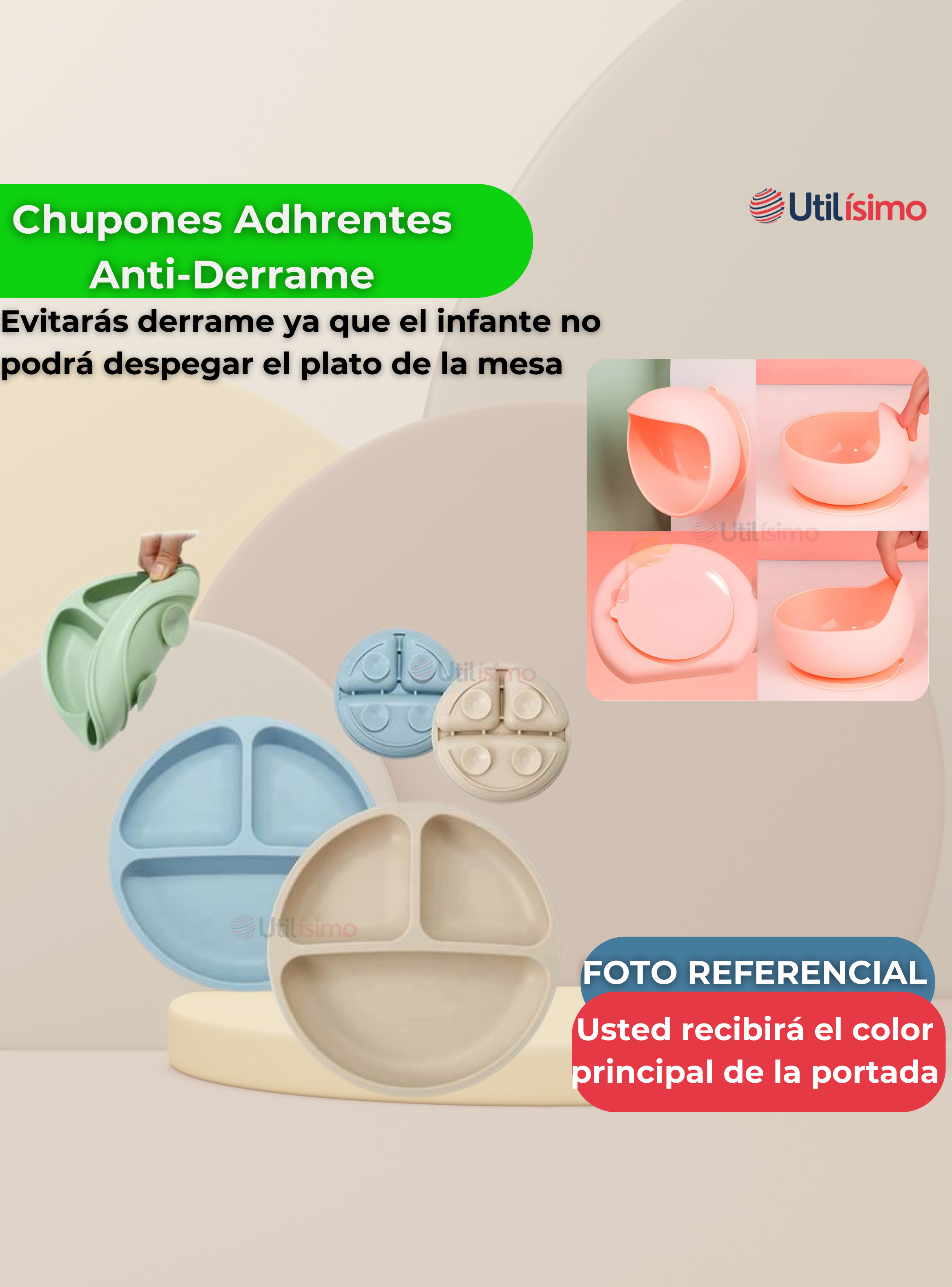 Set De Alimentación Bebé Silicona Con Vaso 5 Piezas Libre BPA Verde-7