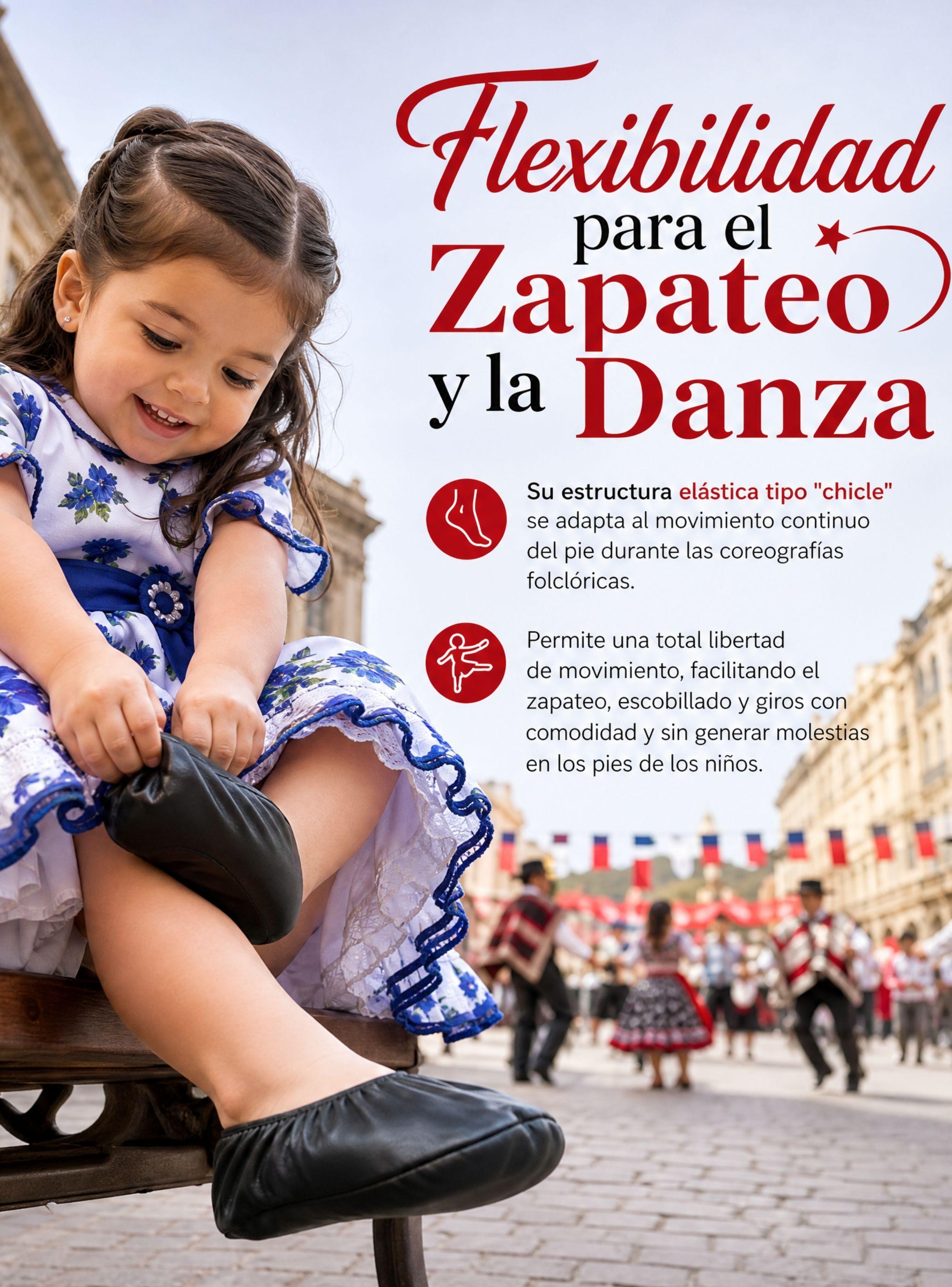 1 Par Zapatillas Chicle Negras Niña Bailes Danza Fiestas Patrias Talla 24 25 26 27 28 29-5