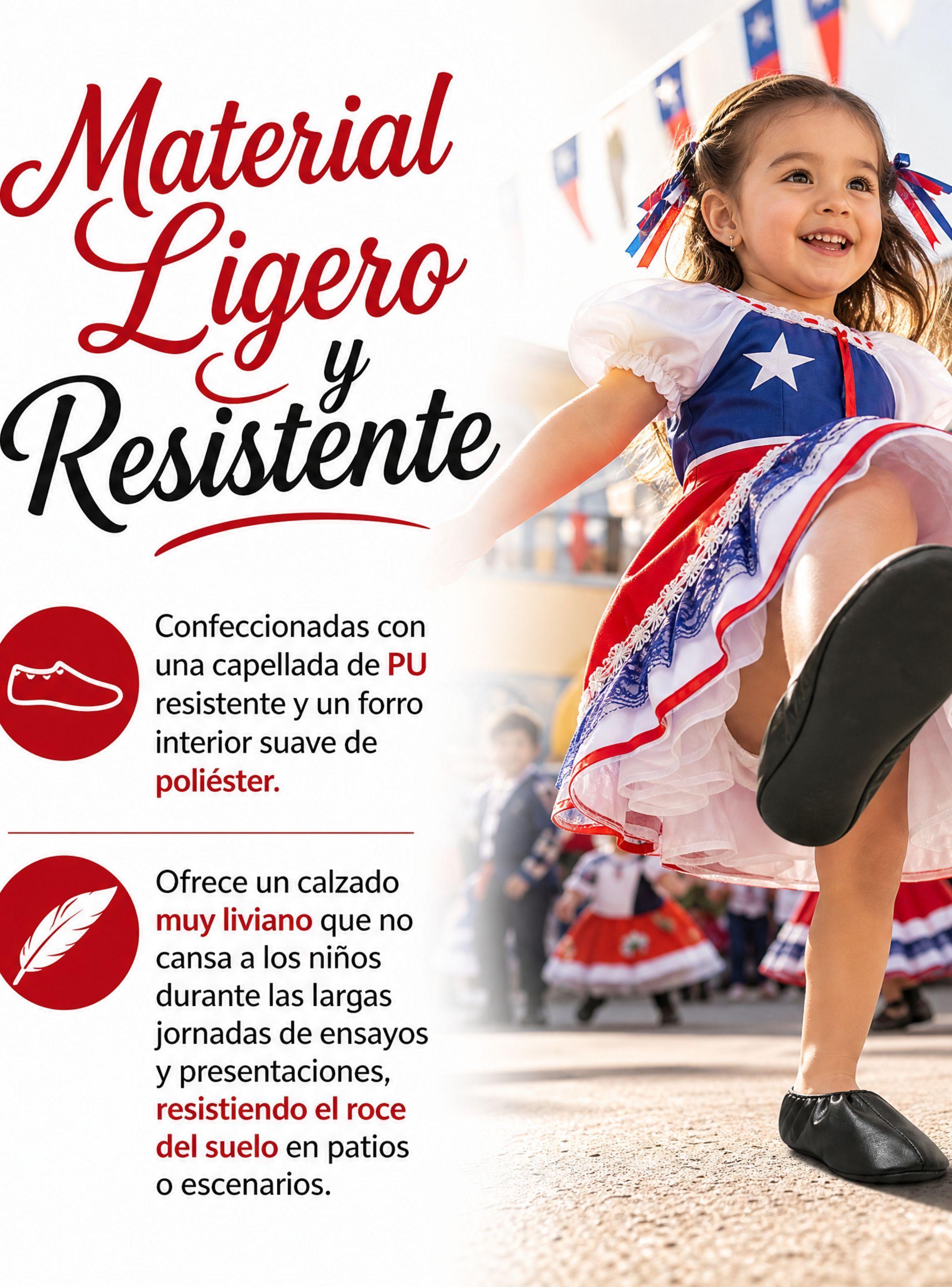 1 Par Zapatillas Chicle Negras Niña Bailes Danza Fiestas Patrias Talla 24 25 26 27 28 29-7