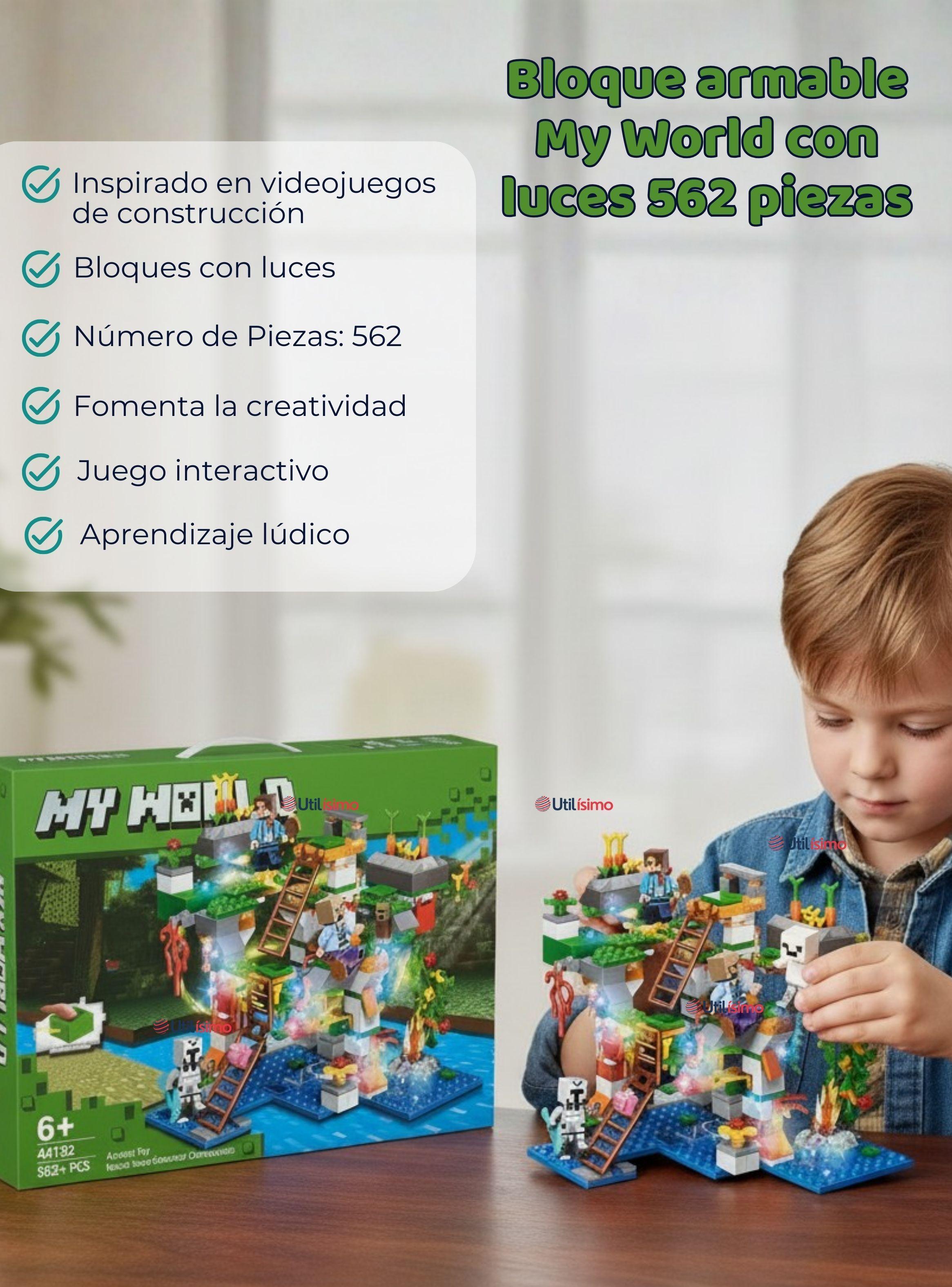 Juguete Bloques de Construcción My World Con Luces de 562 Piezas Niño-1