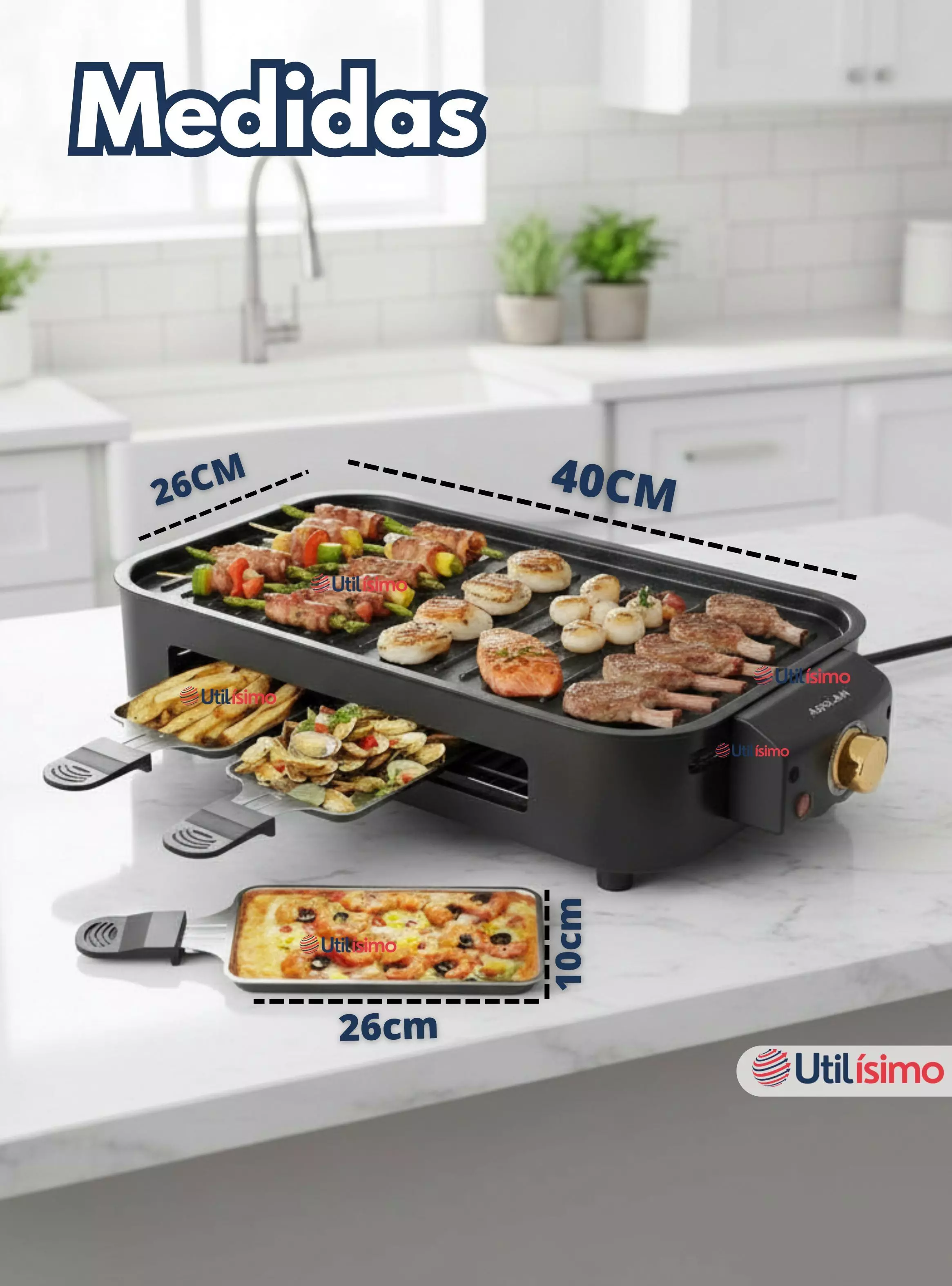 Parrilla Eléctrica de mesa Raclette 2 En 1 Sin Humo Potencia 1500W -3