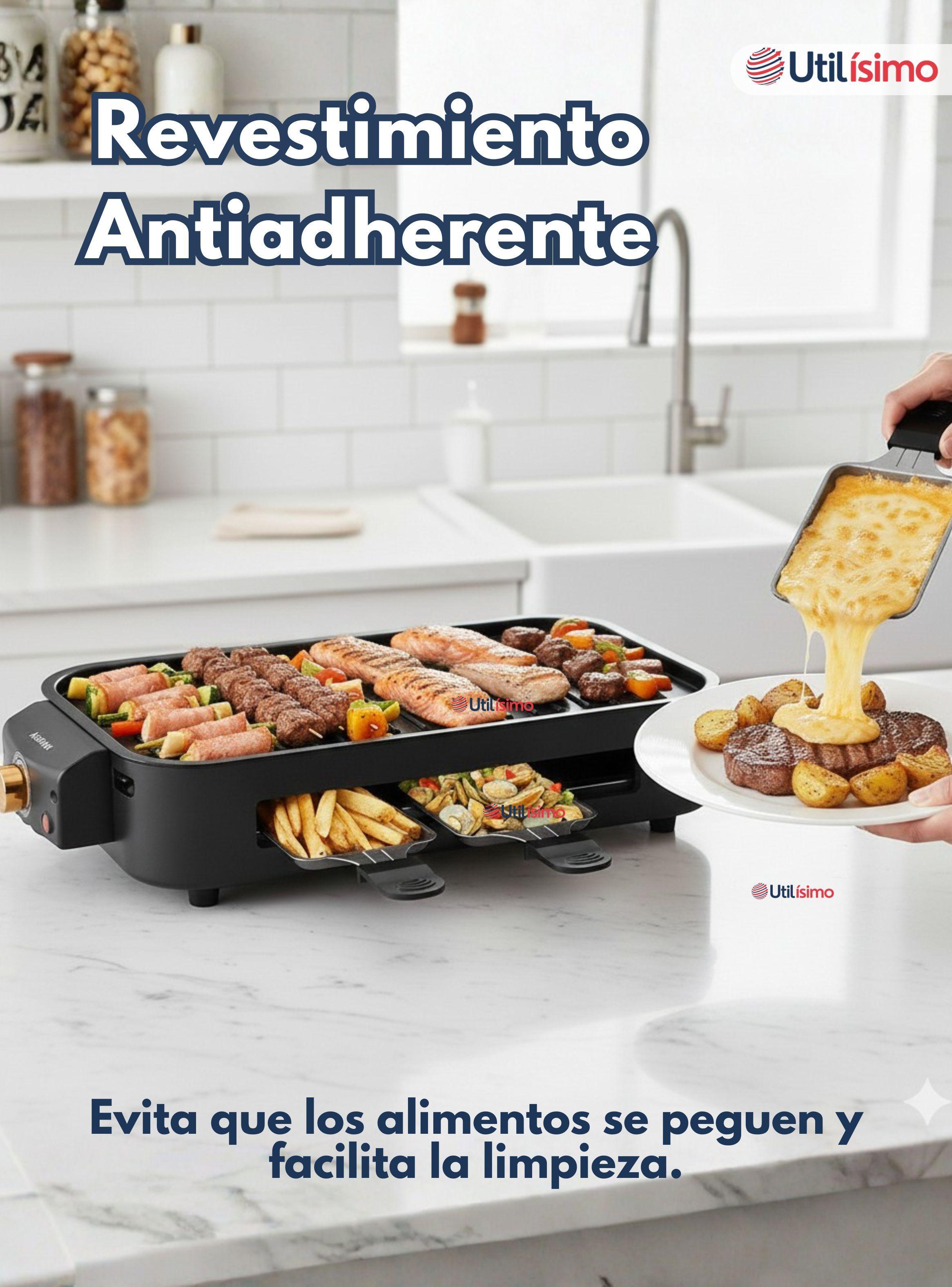 Parrilla Eléctrica de mesa Raclette 2 En 1 Sin Humo Potencia 1500W -4