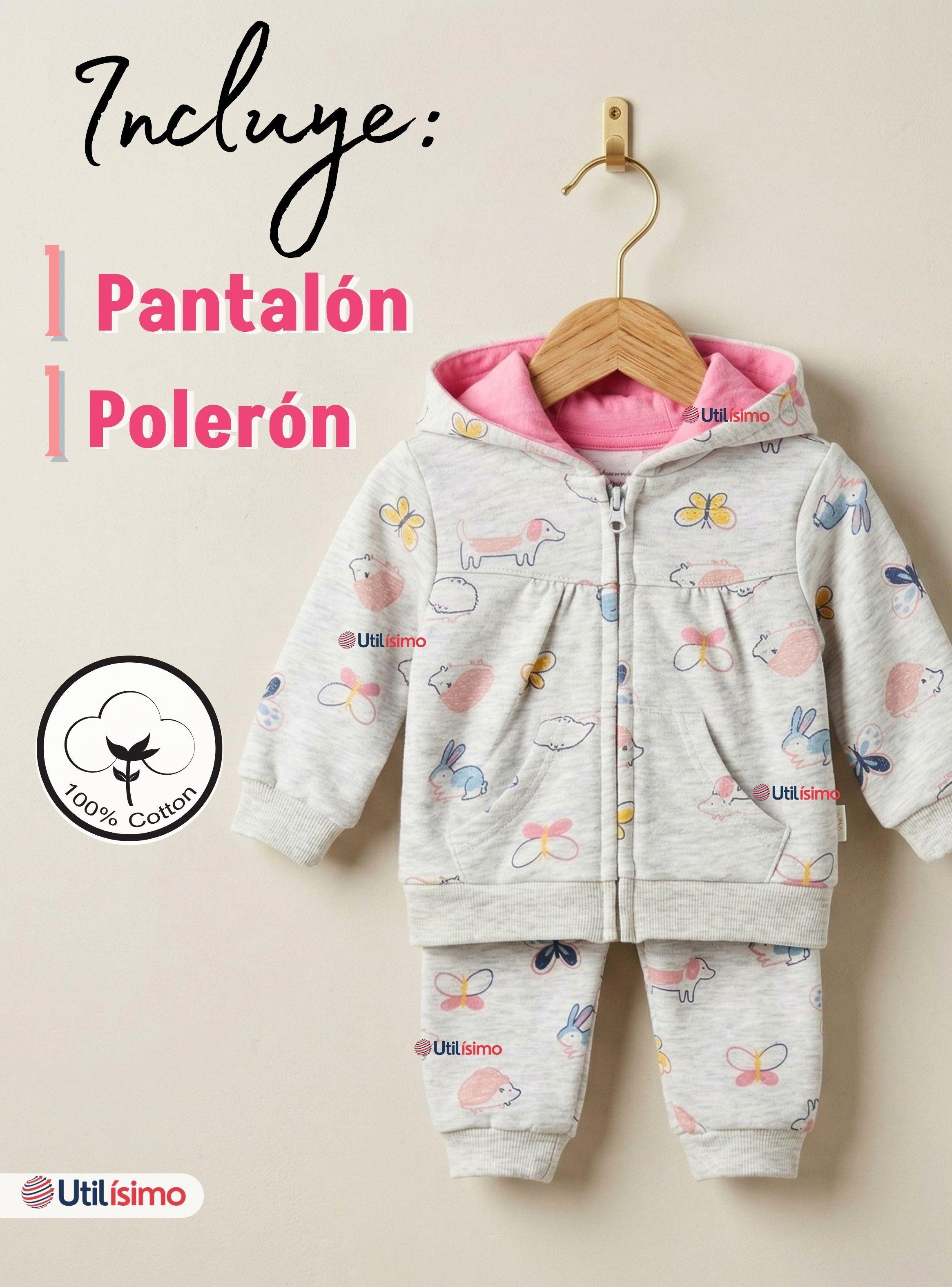 Conjunto 2 Piezas Buzo Pantalón Y Polerón De Algodón Gray Butterflies de Bebé Niña-2
