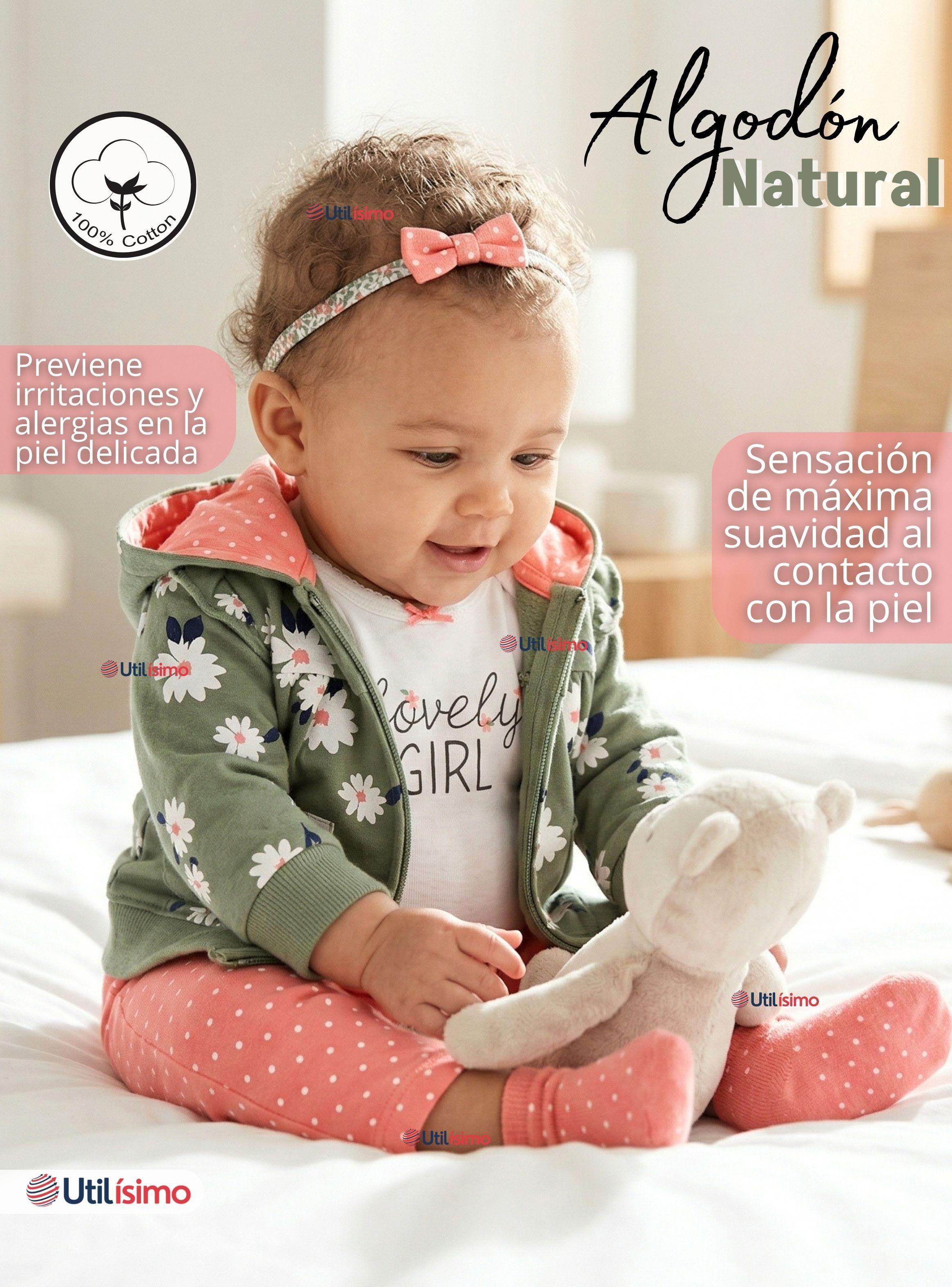 Conjunto 3 Piezas Buzo Pantalón Polerón Body De Algodón Green Flowers Bebe Niña-5