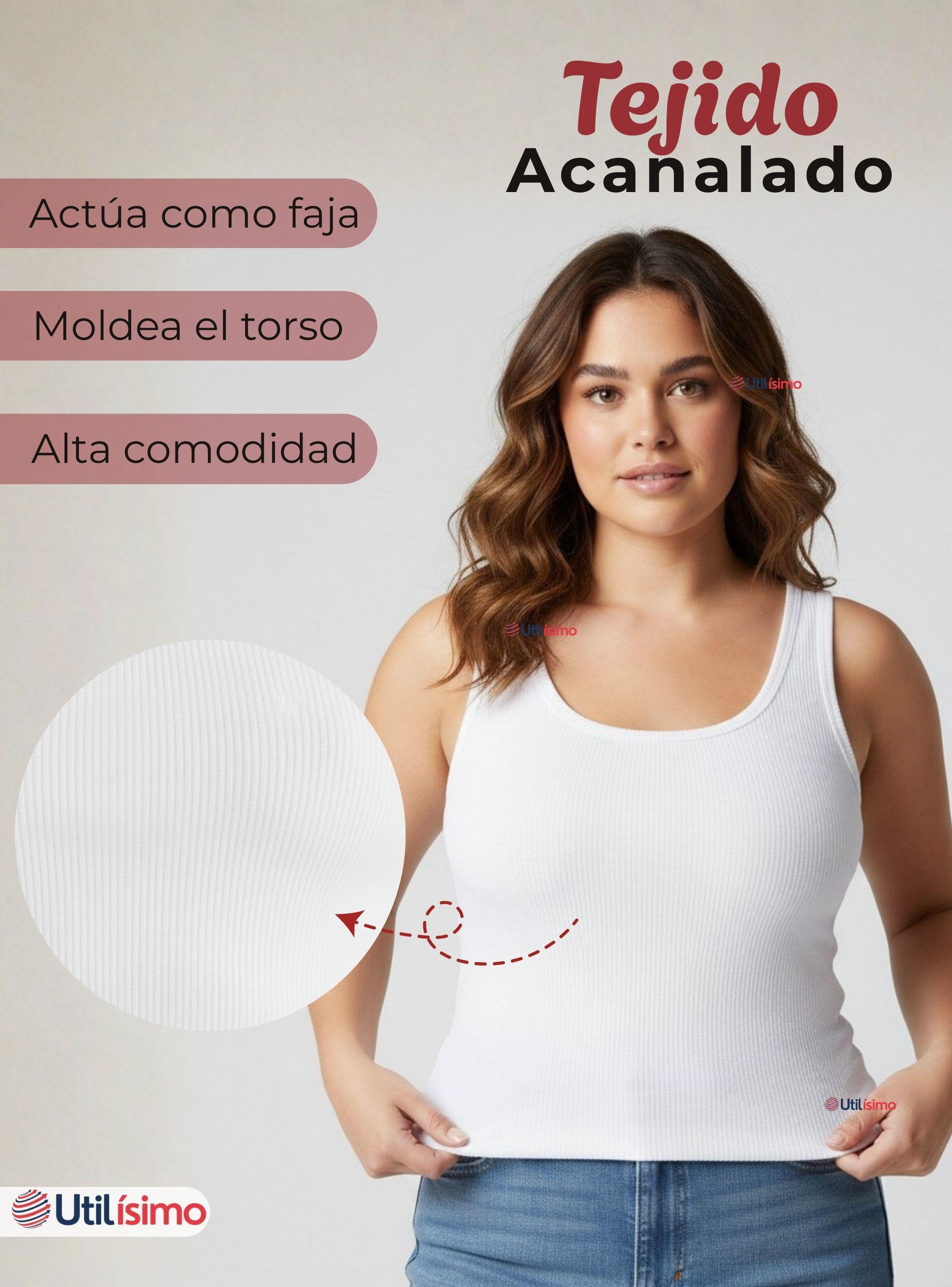 Camiseta Polera Sin Mangas Tela Acanalada Algodón Mujer Colores Surtidos-4