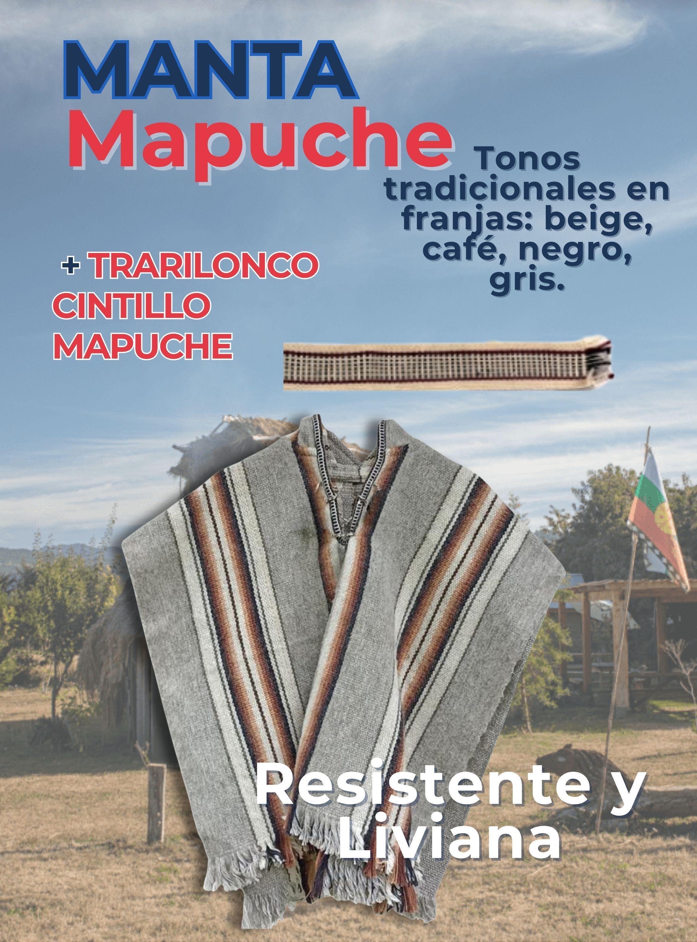 Set Poncho Manta Mapuche +Trarilonco Fiestas Patrias Mantas y Cintillo-2