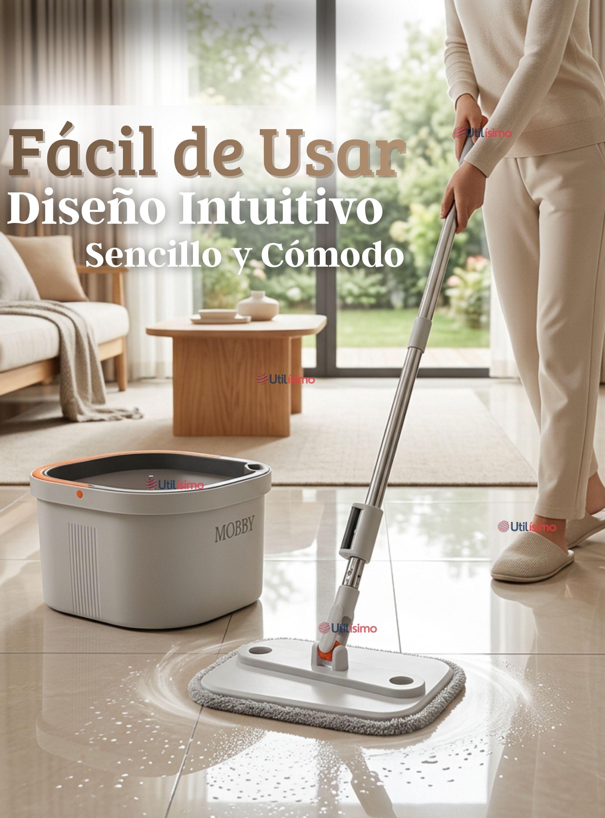 Trapeador Mopa Giratorio 360° Balde Centrifugo Microfibra-6