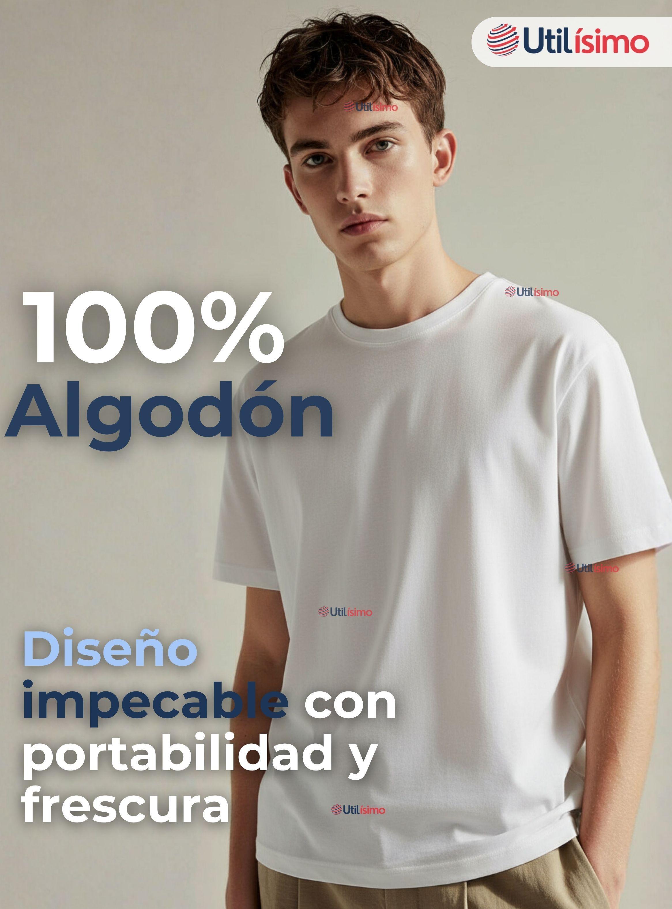 Polera Camiseta 150g Manga Corta 100% Algodón Textura Suave Color Blanco Hombre-1