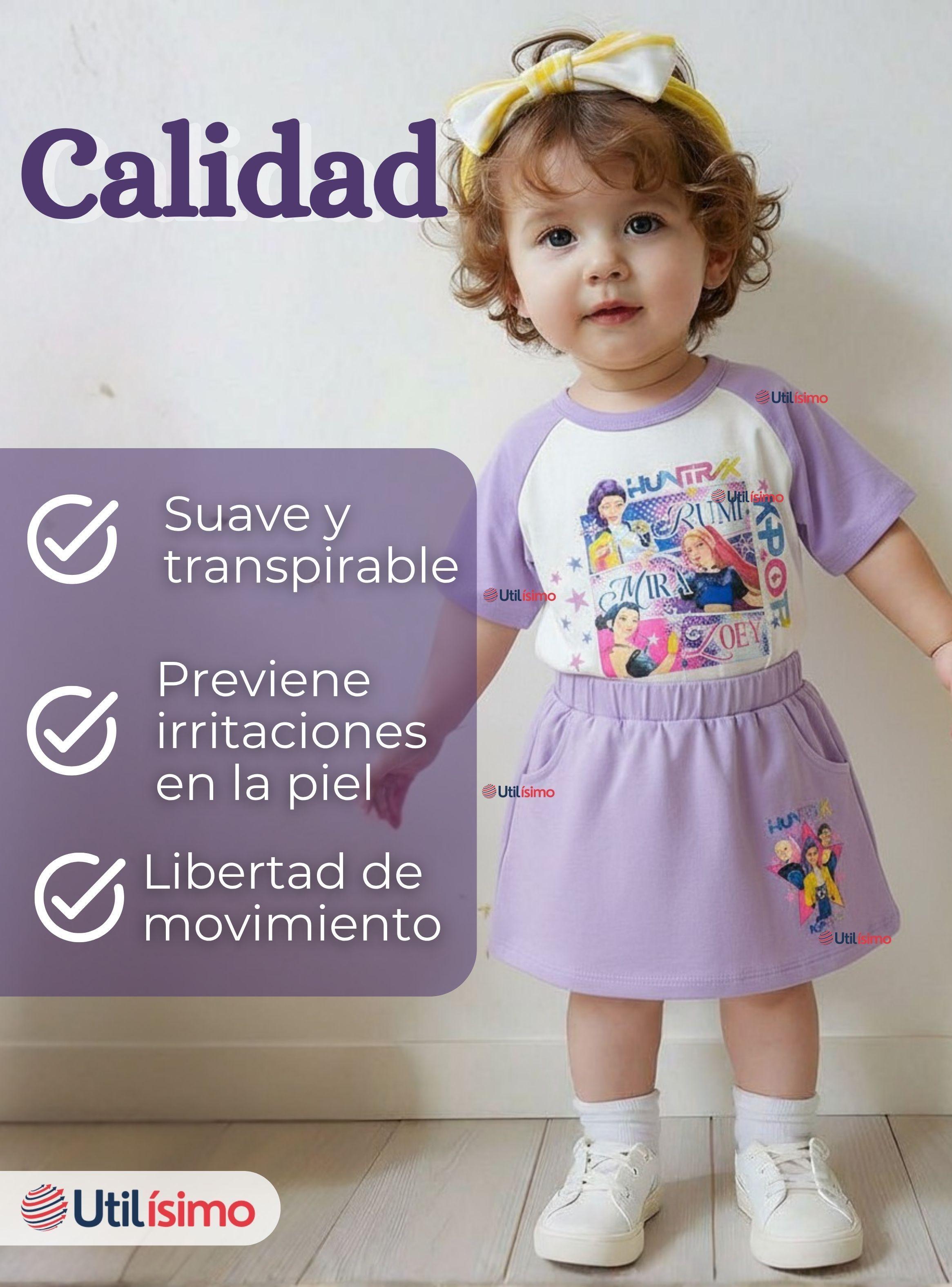 Conjunto Huntrix 100% Algodón Crop Top Falda Short para Niña HUNTR/X Demon Hunters Rumi Mira Zoey-7