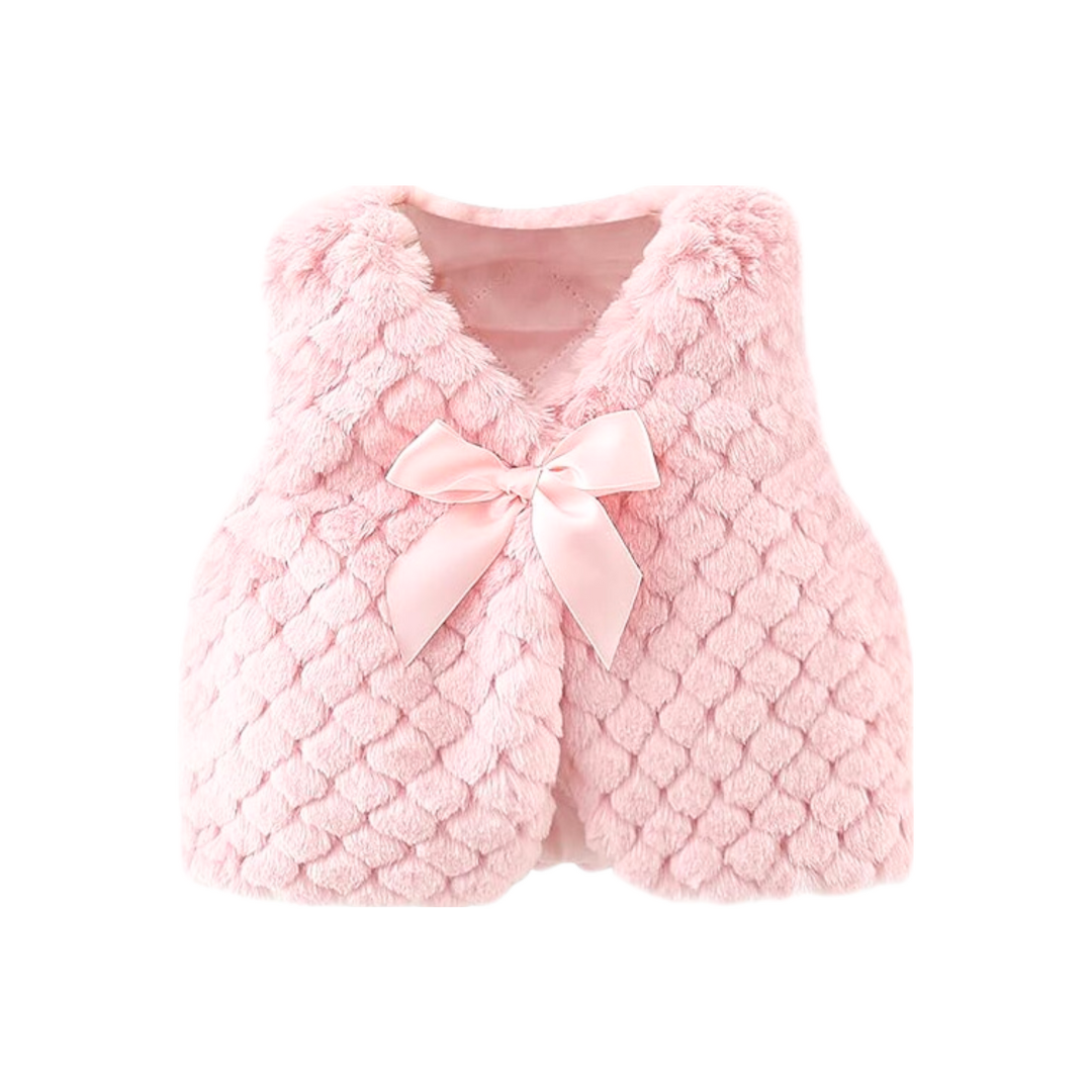 Chaleco Peludo Con Lazo Niña Rosa Jump Kids-0