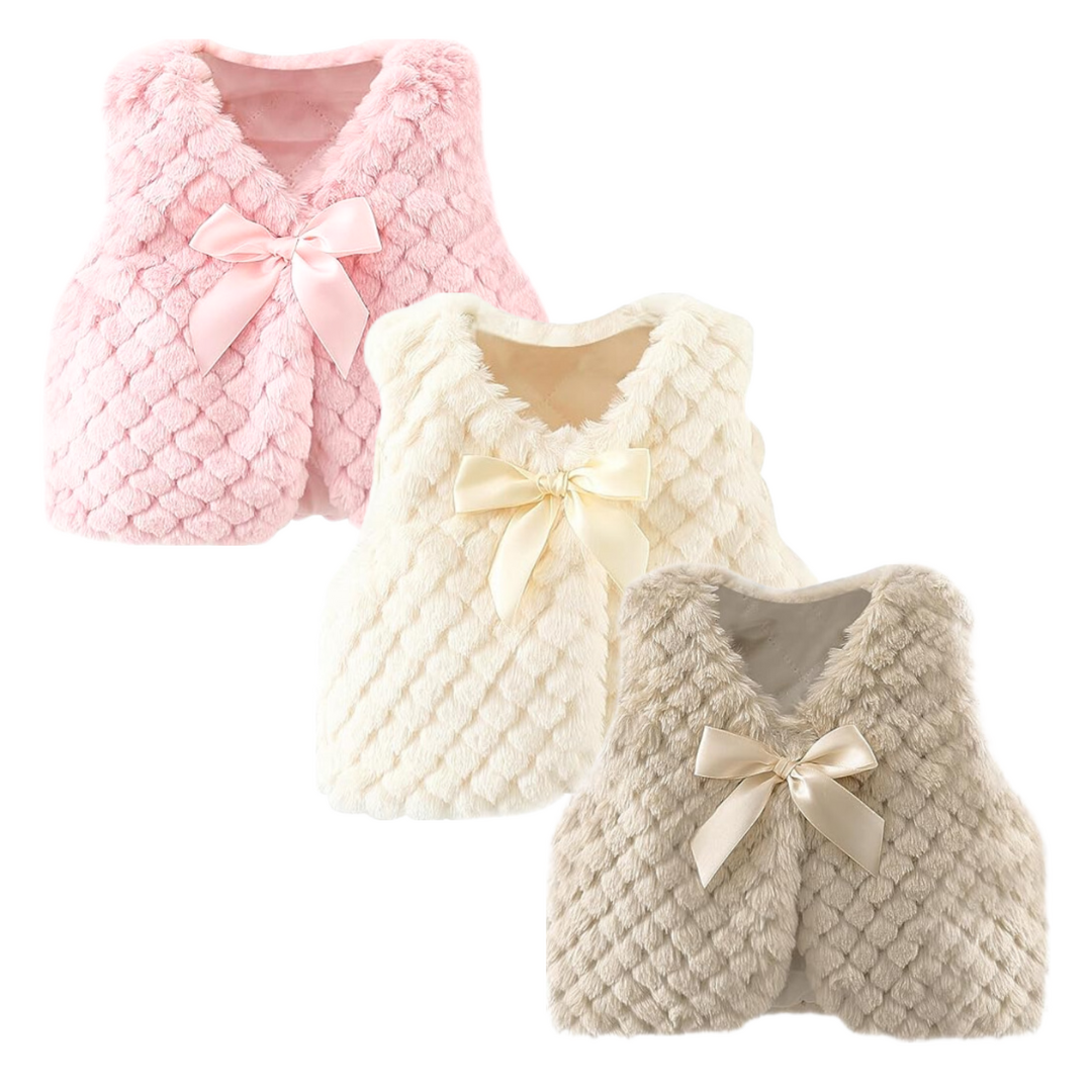 Chaleco Peludo Con Lazo Niña Rosa Jump Kids-5