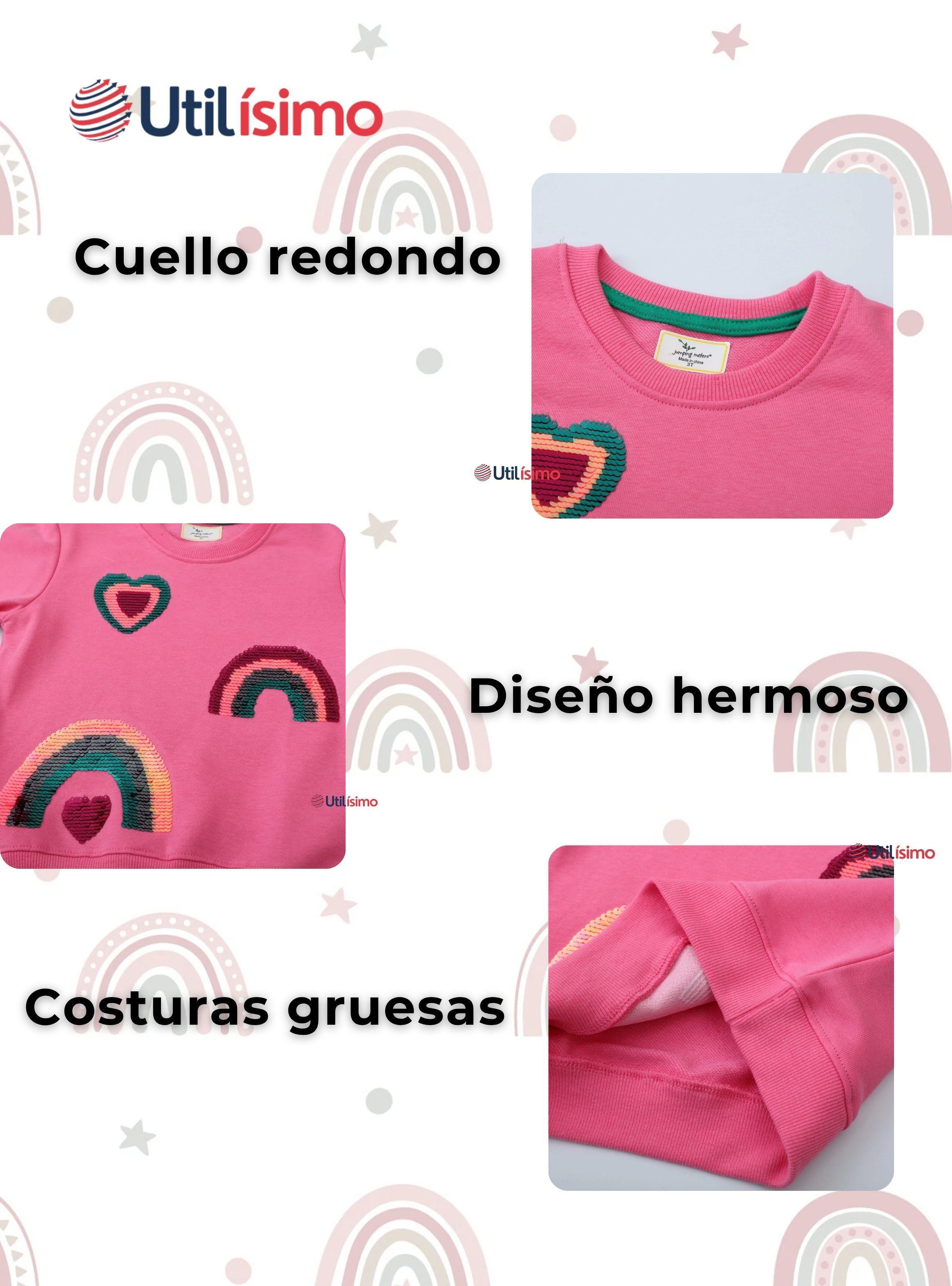 Polerón Algodón Cuello Redondo Niña Fucsia Arcoiris-3