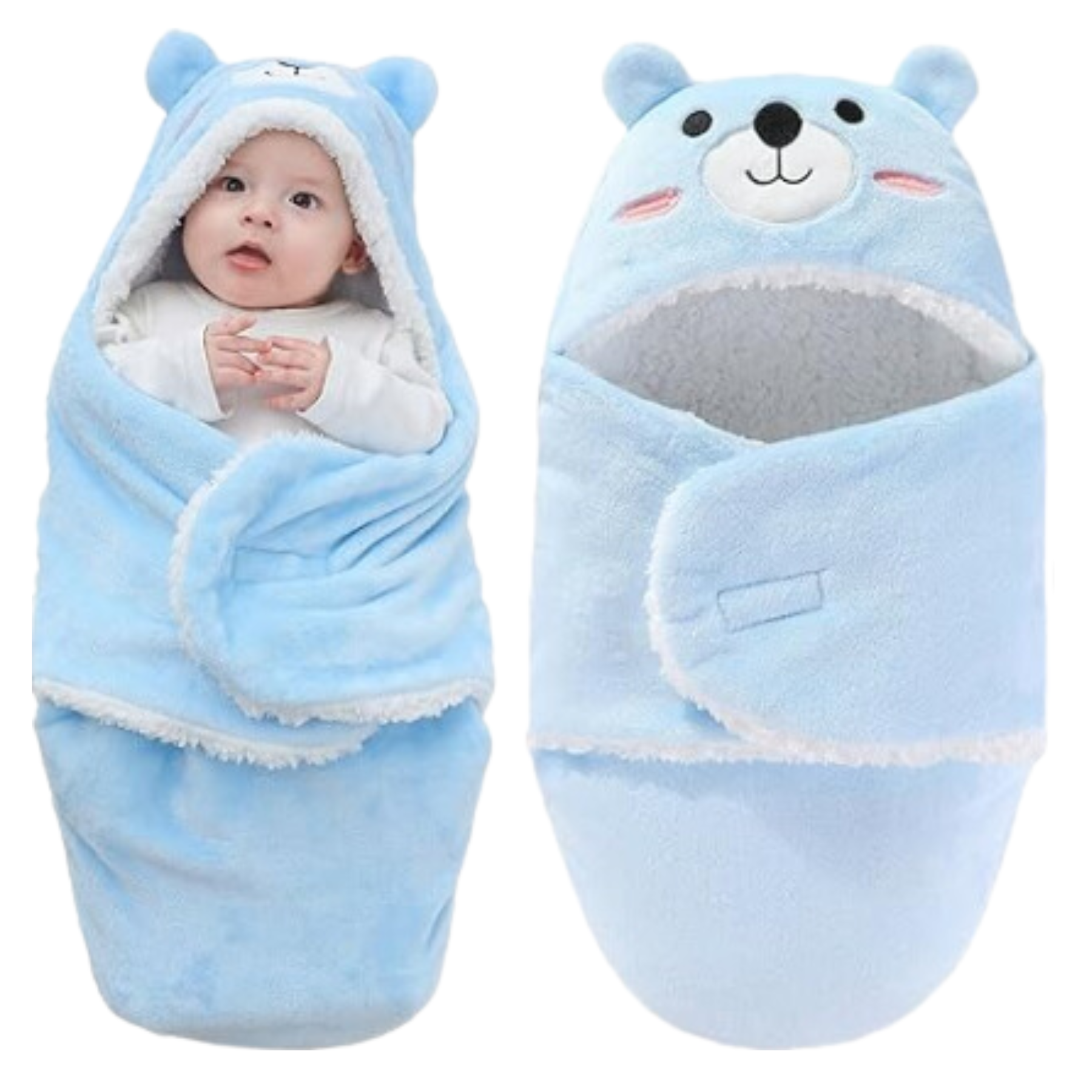 Manta Saco Frizado Con Capucha Bebé Oso-1