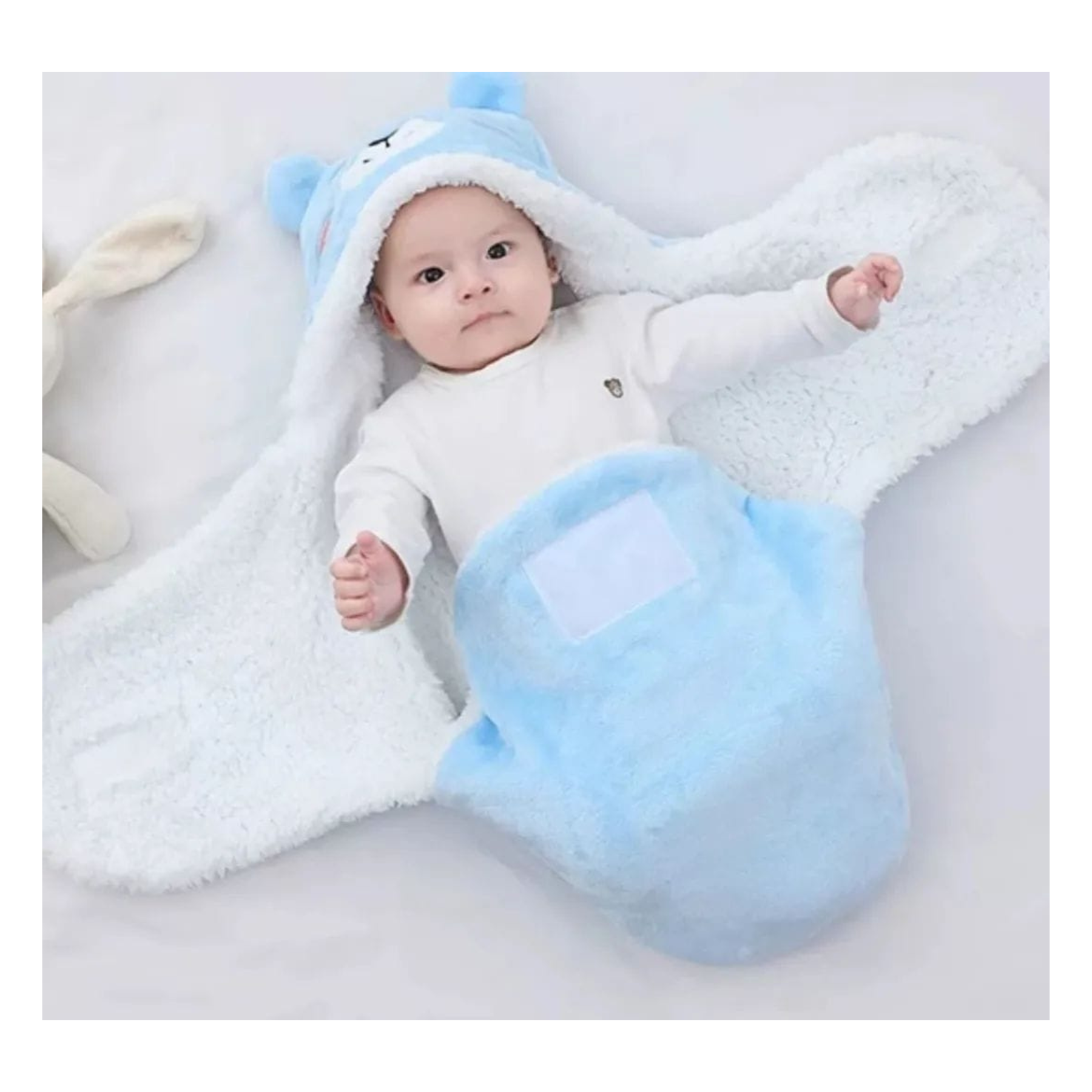 Manta Saco Frizado Con Capucha Bebé Oso-2