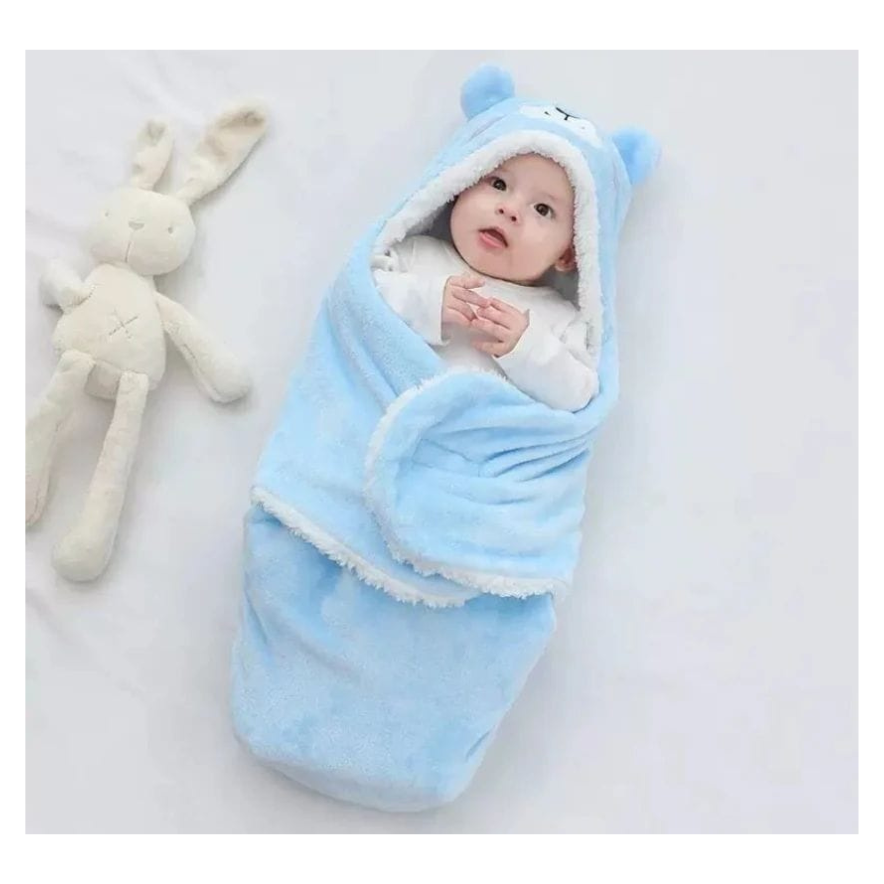 Manta Saco Frizado Con Capucha Bebé Oso-3