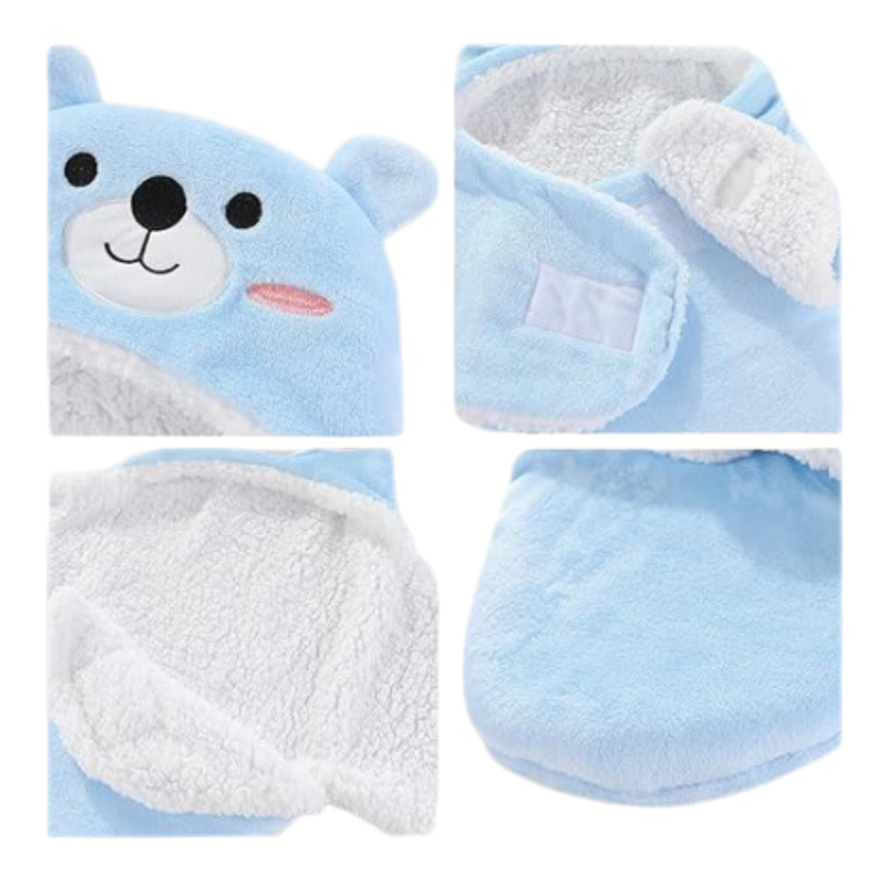 Manta Saco Frizado Con Capucha Bebé Oso-4