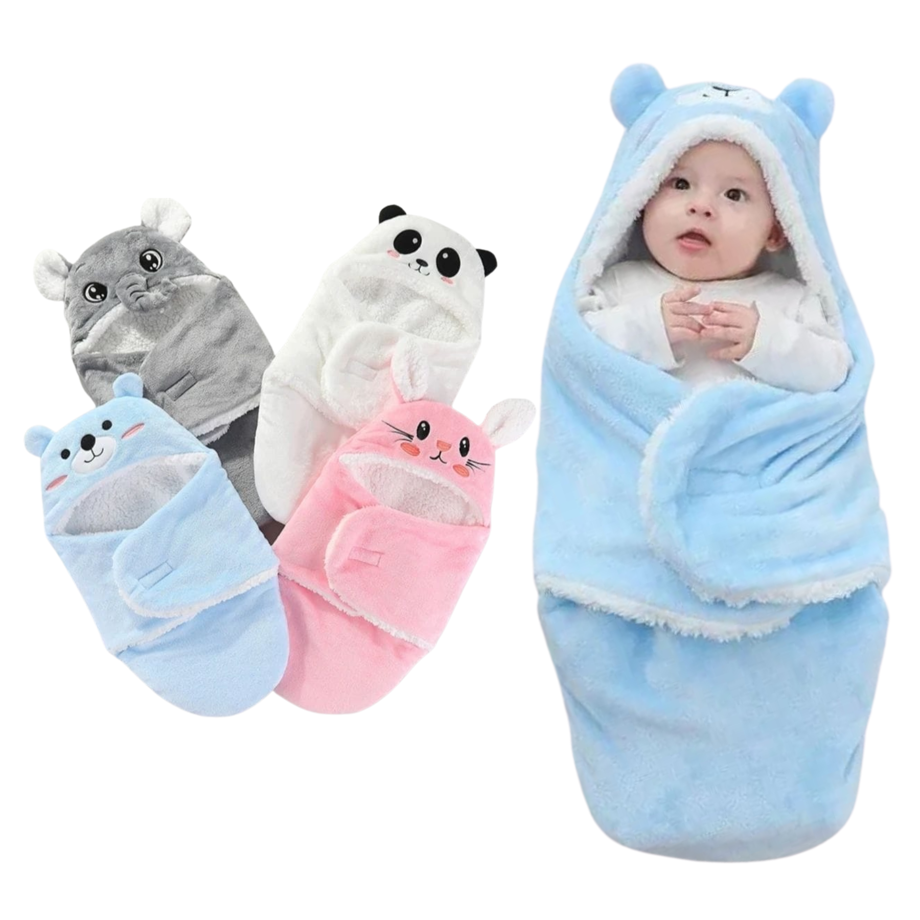 Manta Saco Frizado Con Capucha Bebé Oso-5