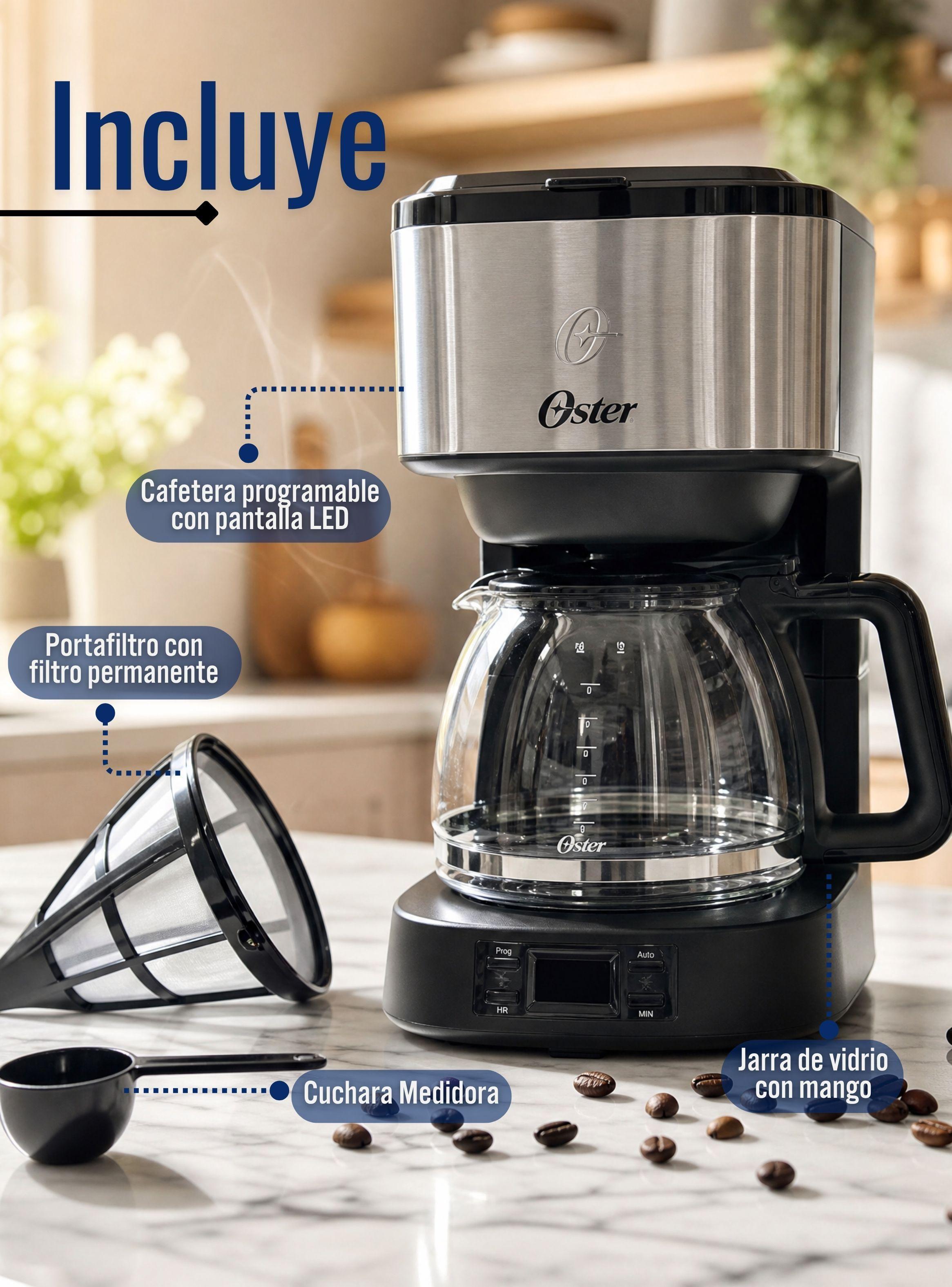 Cafetera programable Oster® 8 tazas en acero inoxidable BVSTDC10SS-2