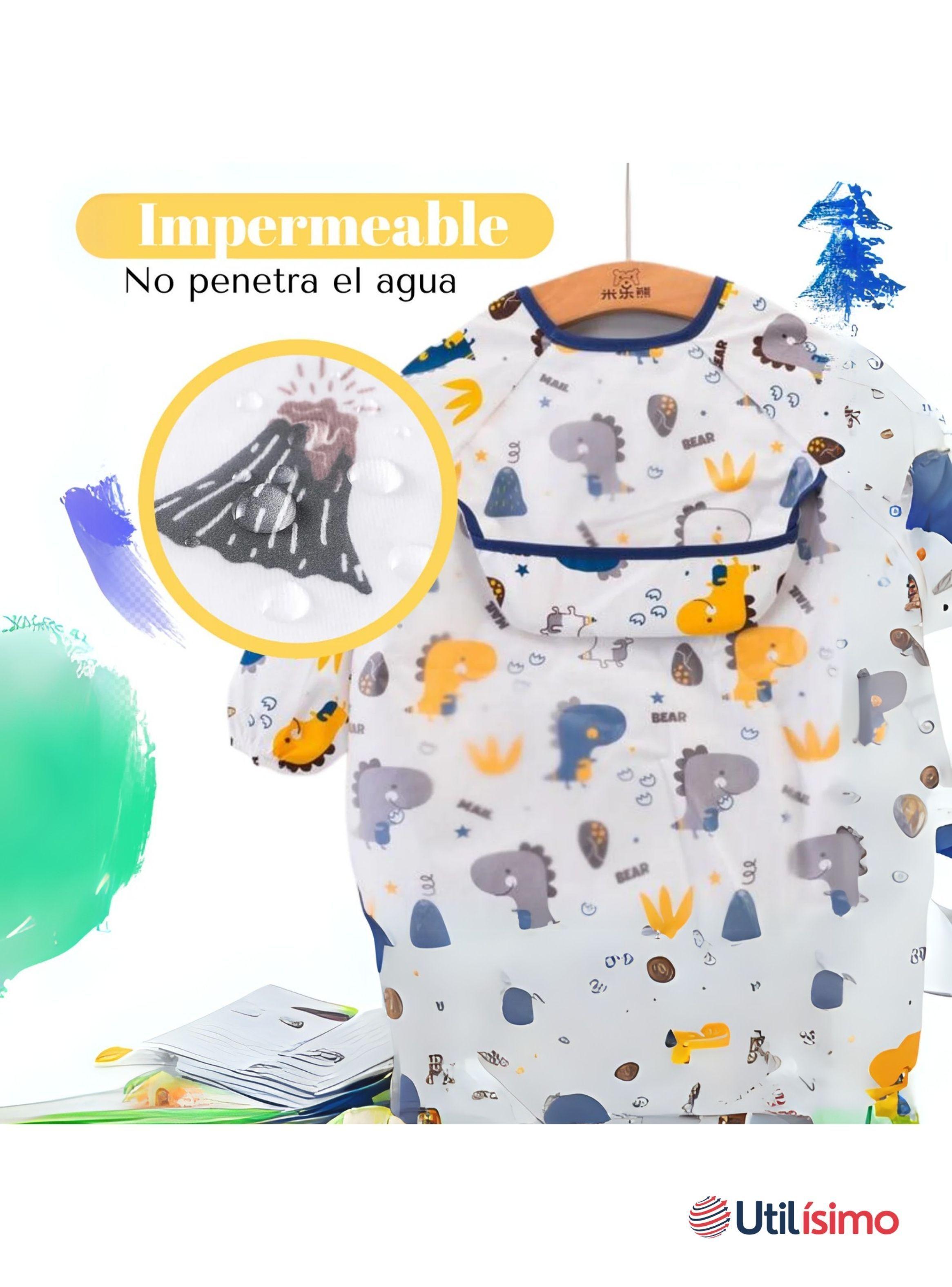 Pack 3 Babero Delantal Impermeable Premium Con Mangas Larga Para Bebe Y Niño-3