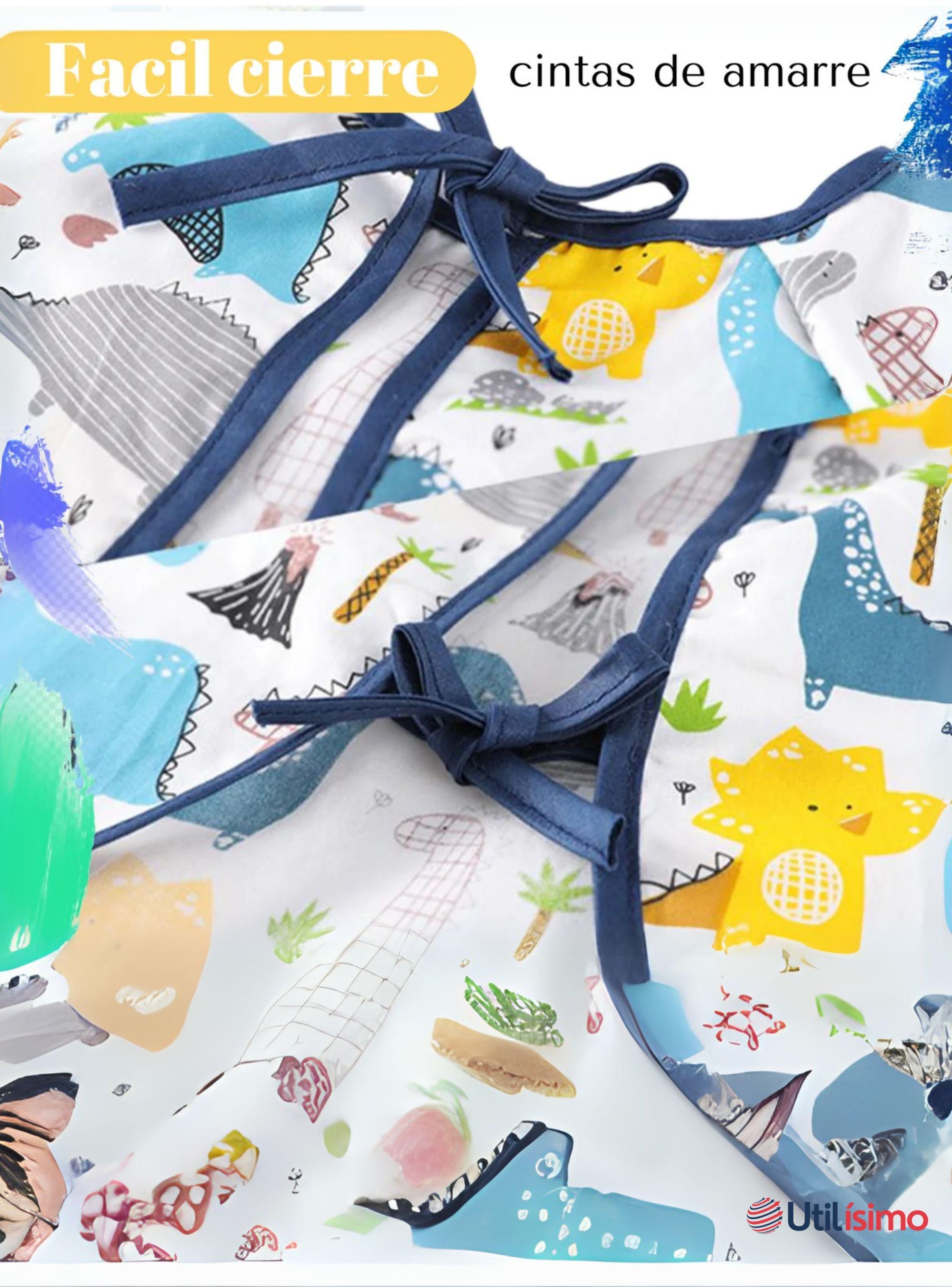 Pack 3 Babero Delantal Impermeable Premium Con Mangas Larga Para Bebe Y Niño-4