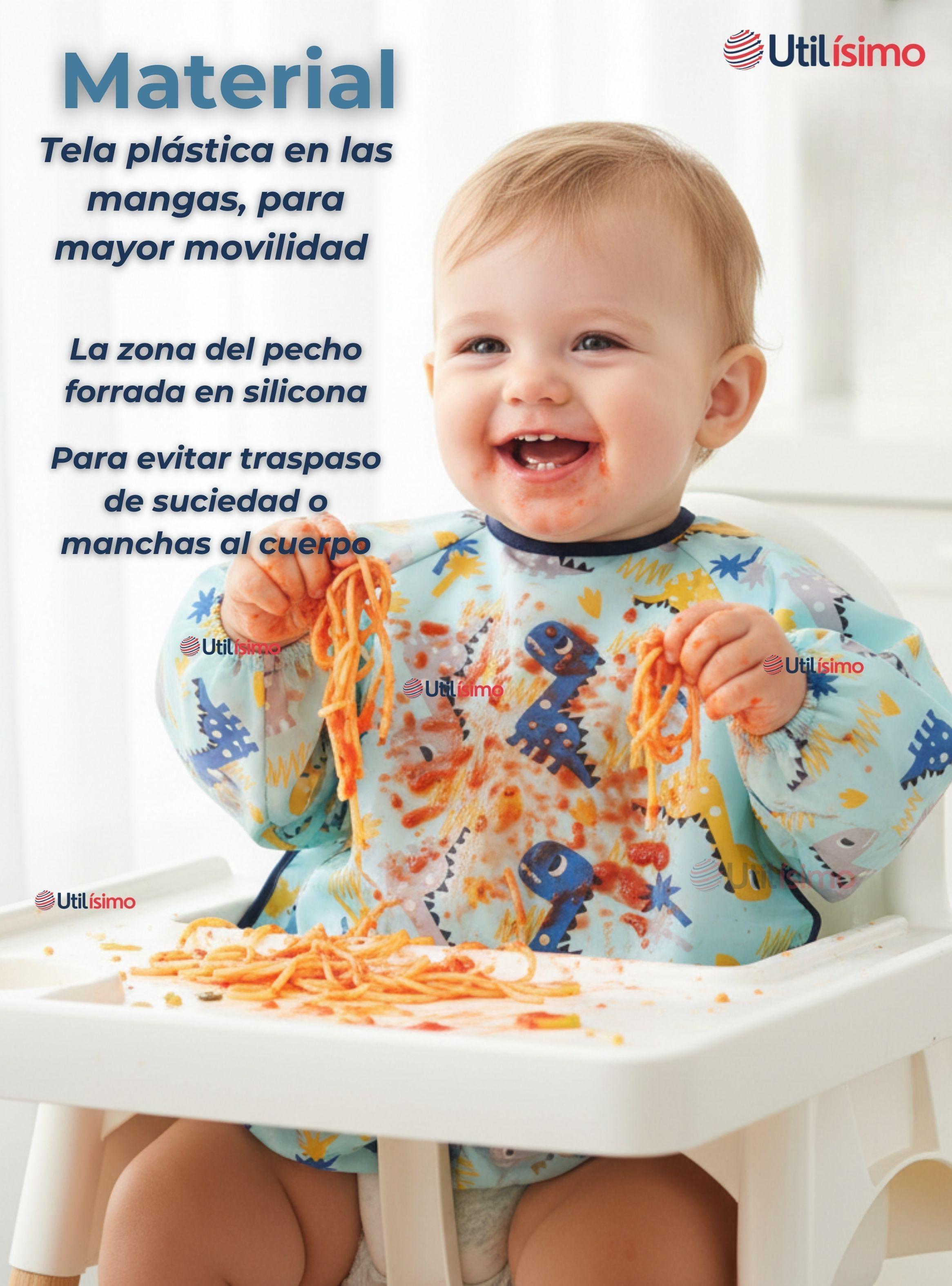 Pack 3 Babero Delantal Impermeable Premium Con Mangas Larga Para Bebe Y Niño-3