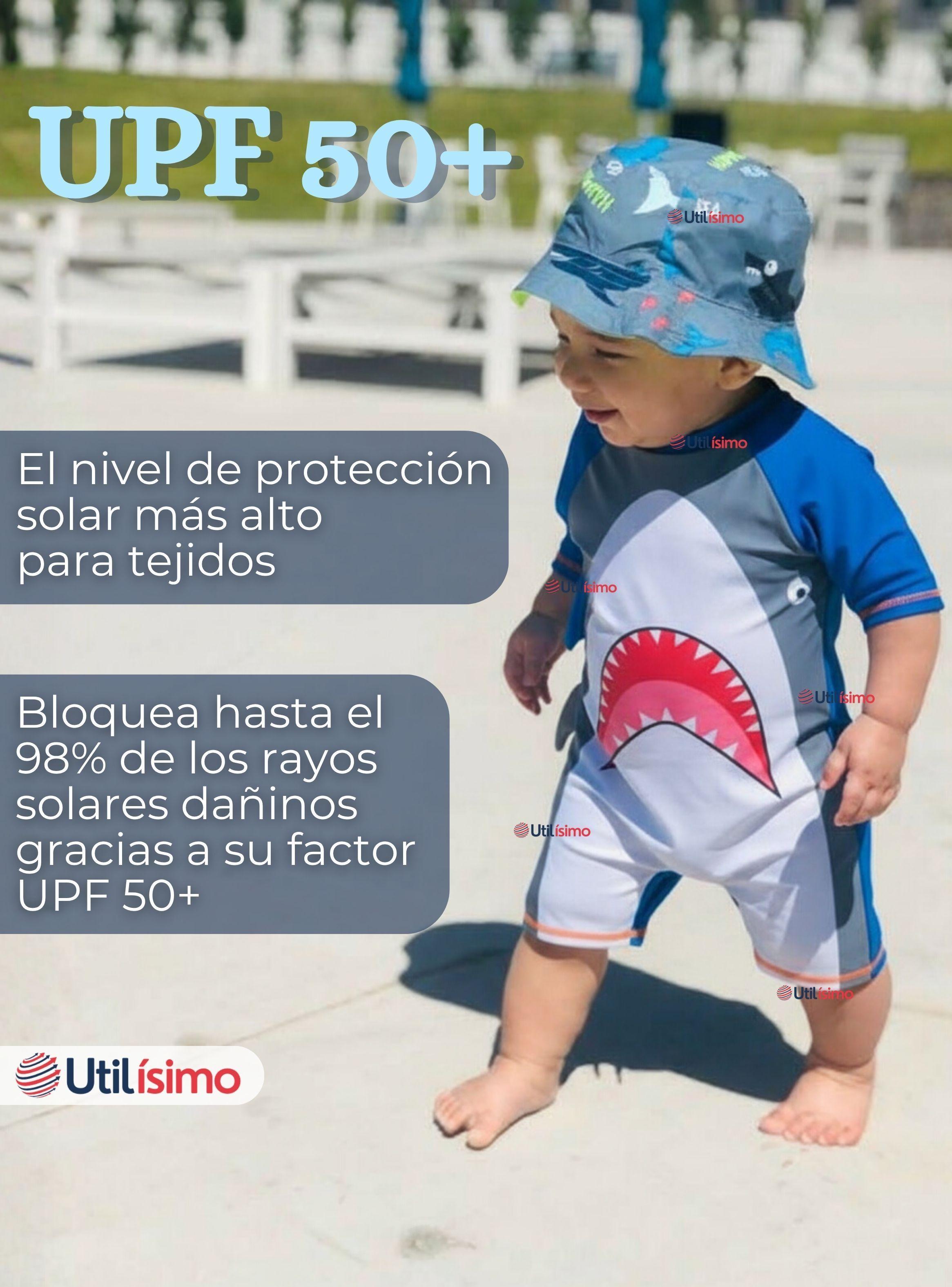 Traje de Baño Enterito Con Cremallera Manga Corta Niño 2 a 6 años Gray Shark-4