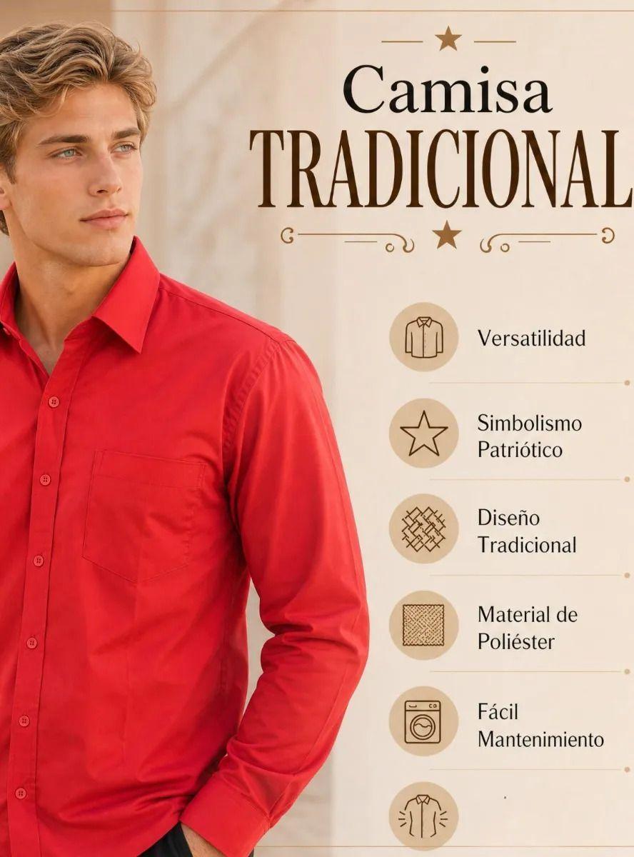 Camisa Roja Huaso Juvenil Fiestas Patrias Clásica-4