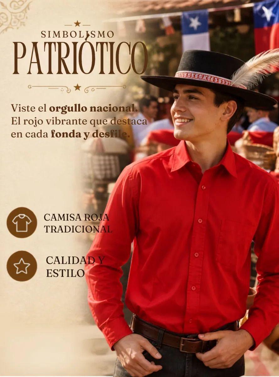 Camisa Roja Huaso Juvenil Fiestas Patrias Clásica-6