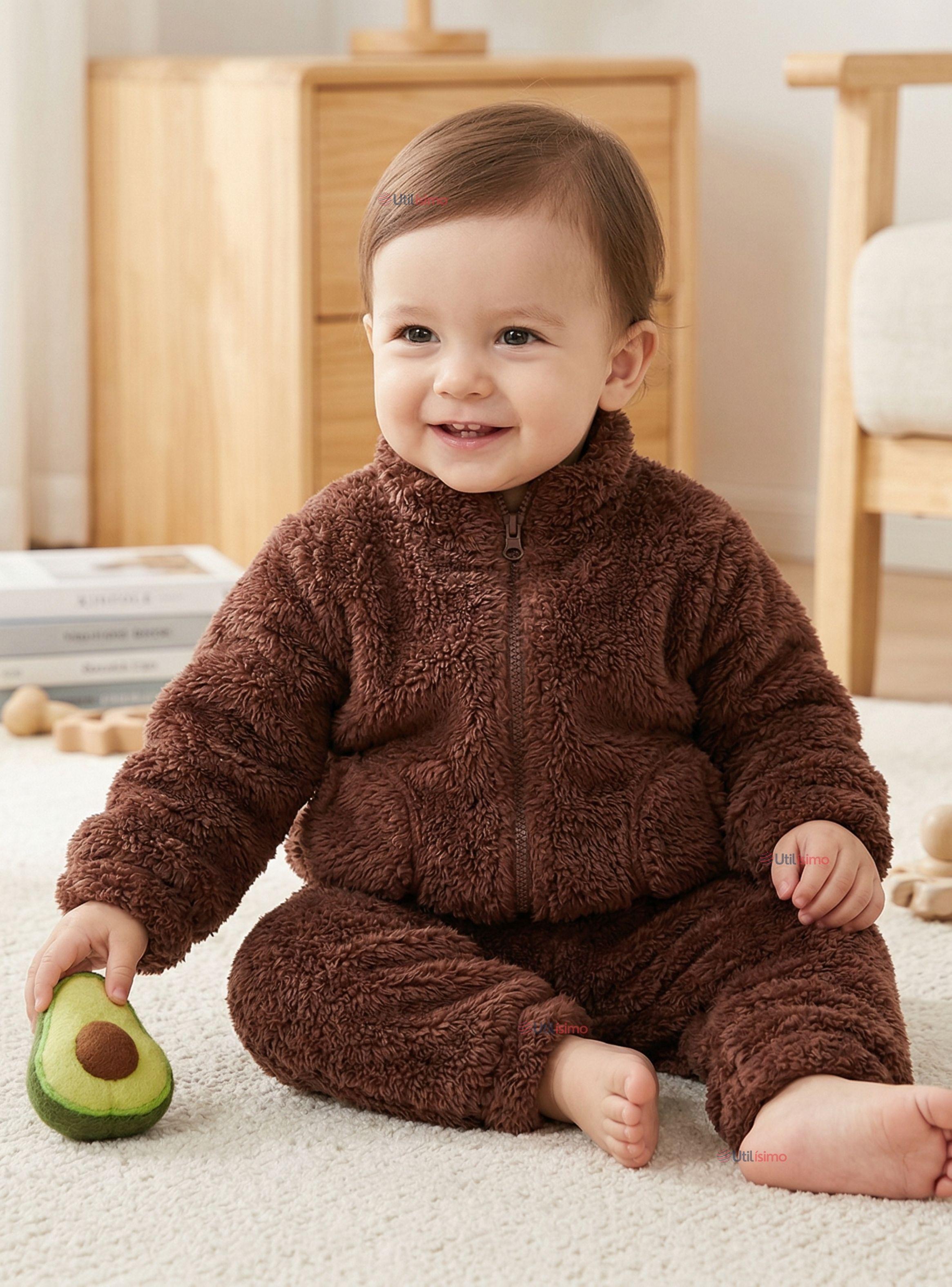 Conjunto 2 Piezas Buzo Polerón Pantalón Bebe Niño Poliéster Brown-0