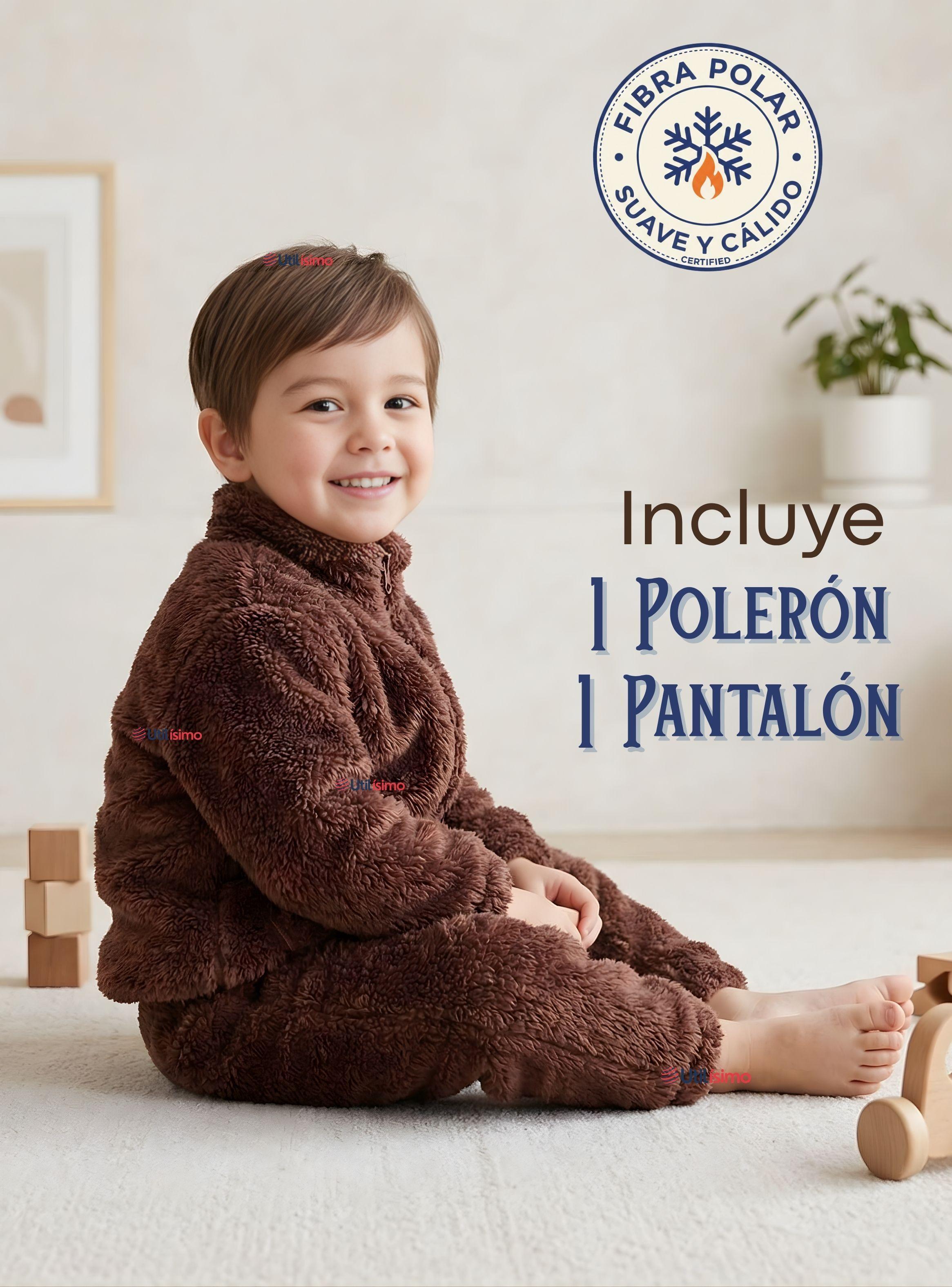 Conjunto 2 Piezas Buzo Polerón Pantalón Bebe Niño Poliéster Brown-2