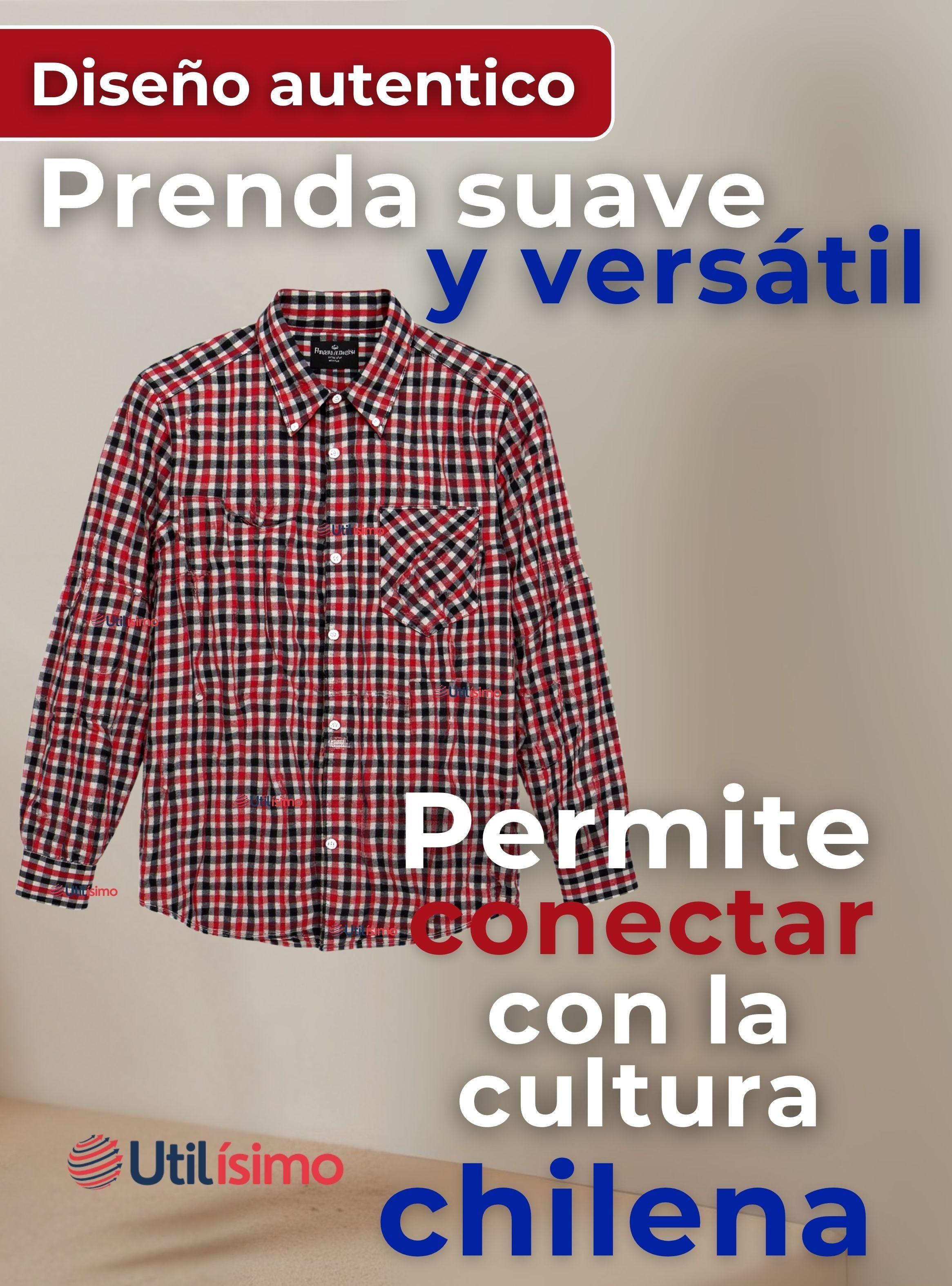 Camisa Huaso Cuadrillé Manga Larga Algodón Cuadros Negro y Rojo-3
