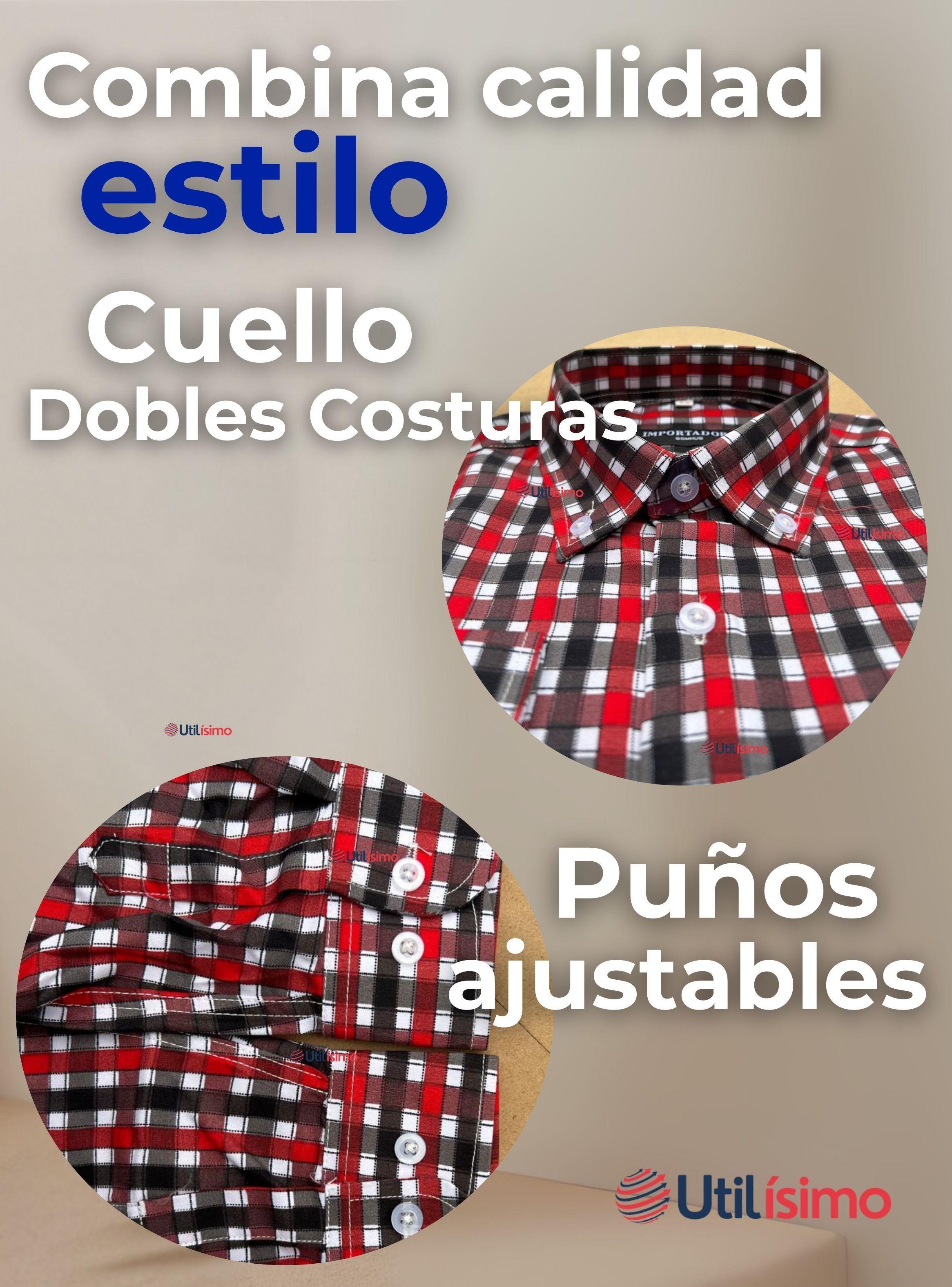 Camisa Huaso Cuadrillé Manga Larga Algodón Cuadros Negro y Rojo-4
